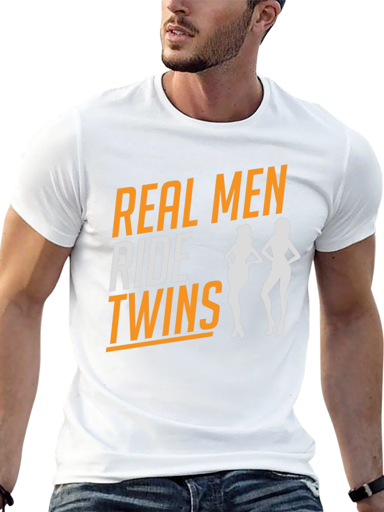 Real Men Ride Twins T-Shirt - Novelty Graphic Tee