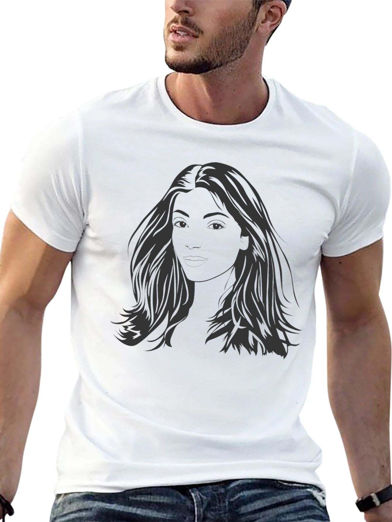 Woman Portrait Graphic Tee - Stylish Black T-Shirt