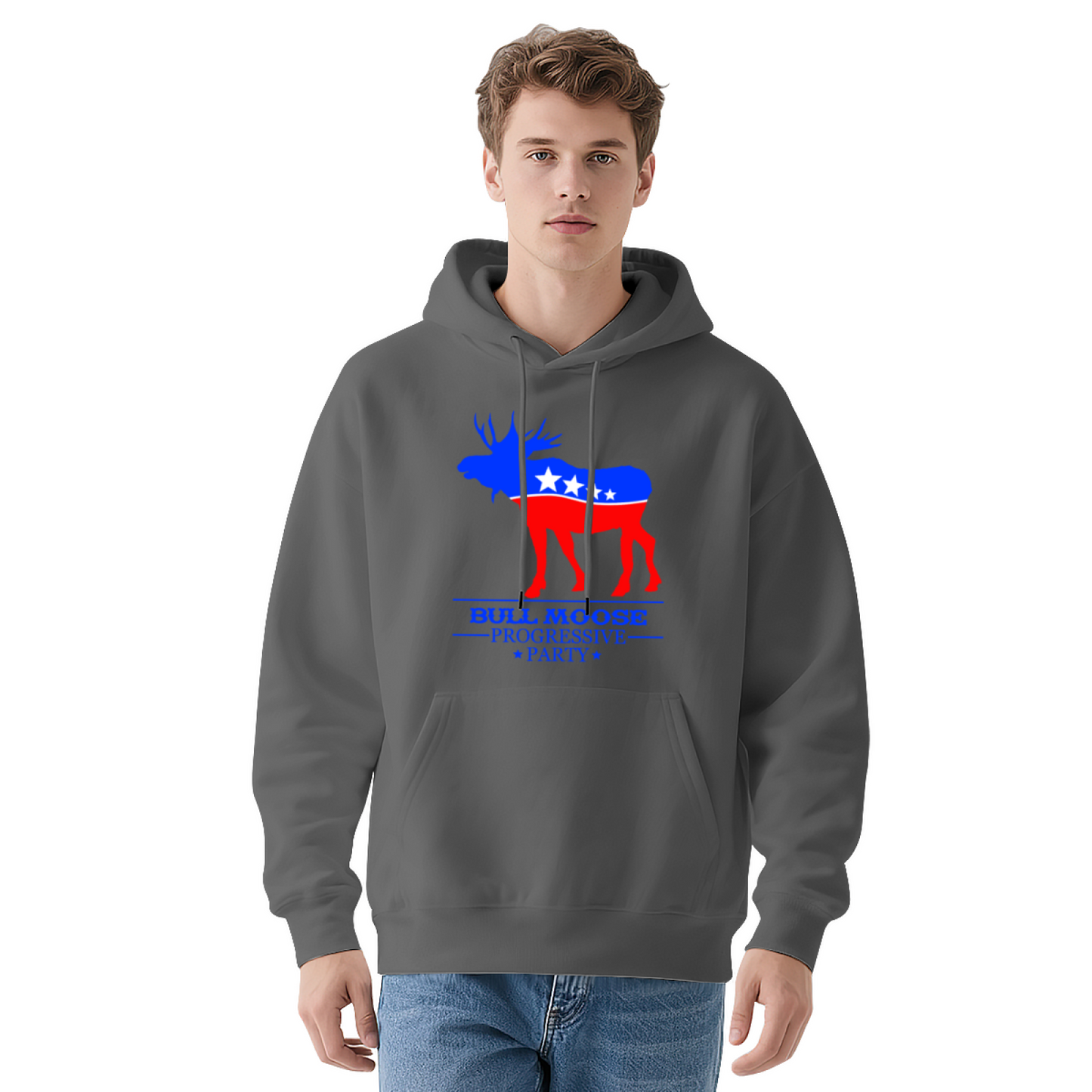 Bull Moose Progressive Party Vintage Patriotic White Hoodie, Relax Comfort Fit