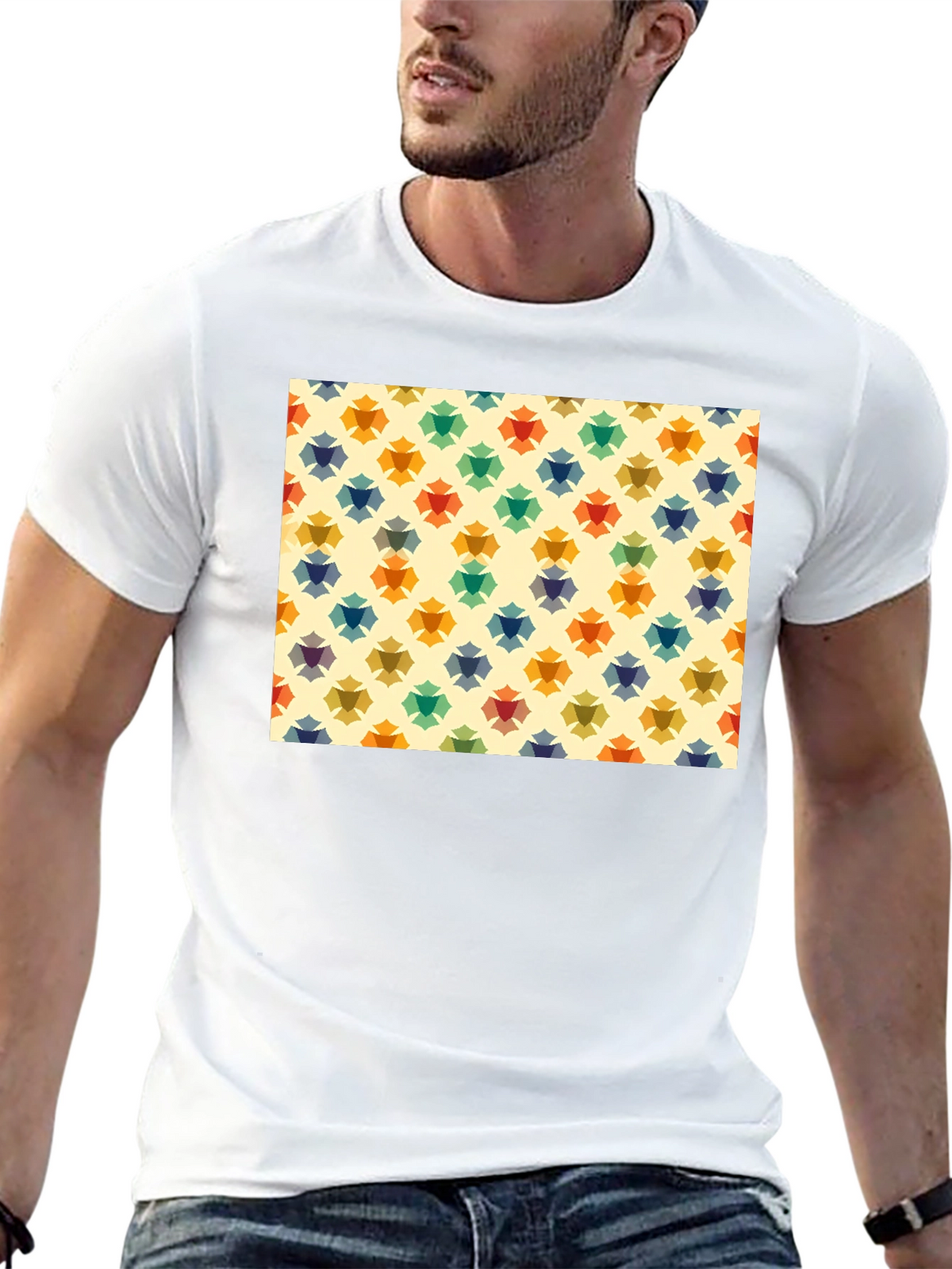 Retro Floral Pattern Black T-Shirt