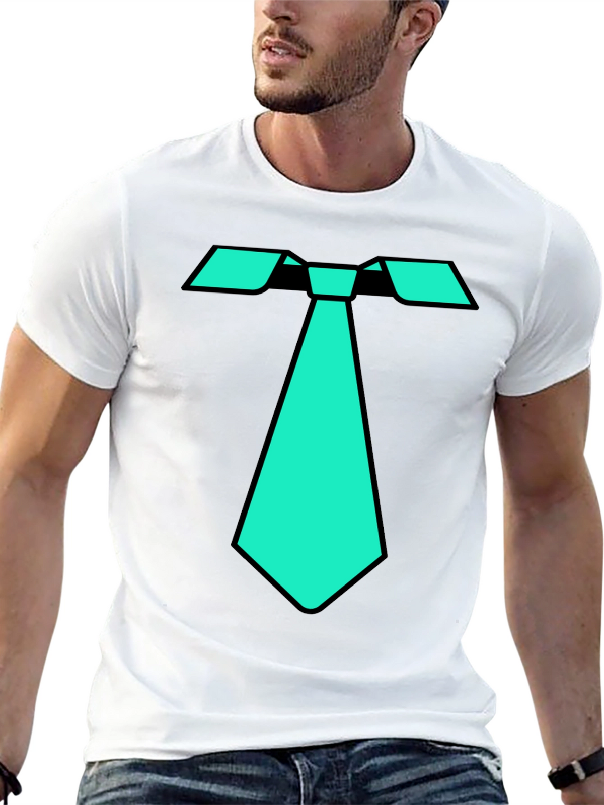 Cool Tie Graphic Tee - Black Cotton Blend T-Shirt