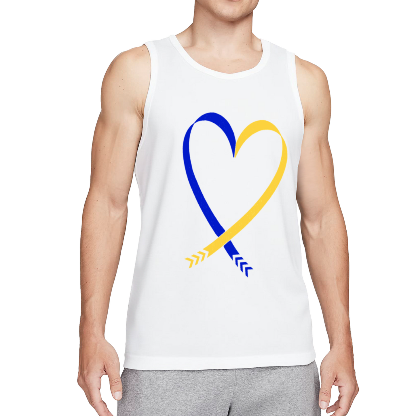 Blue Yellow Heart Ribbon Solidarity Support Men¡¯s Sleeveless Tank