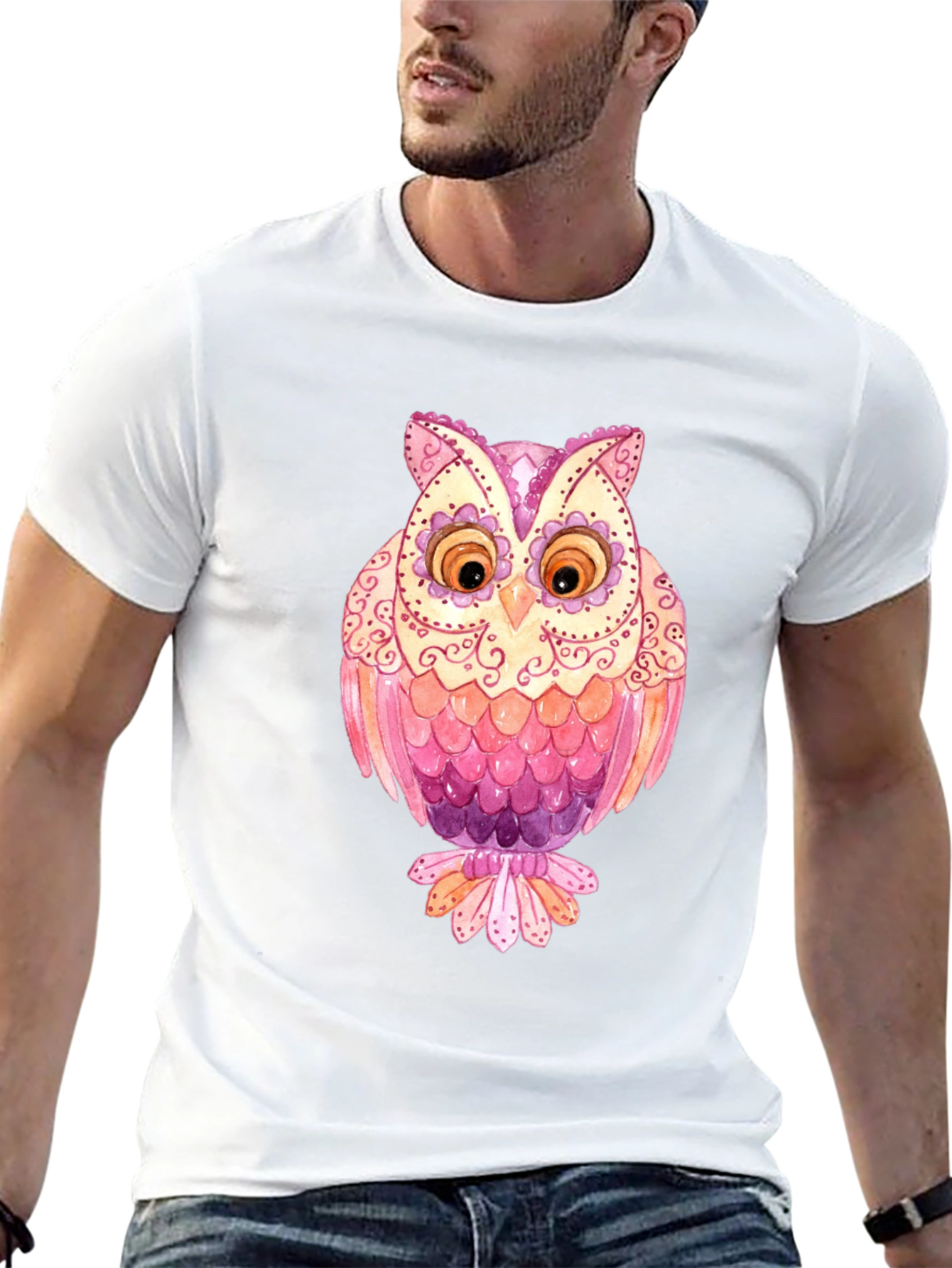 Owl Graphic T-Shirt - Mens Black Tee