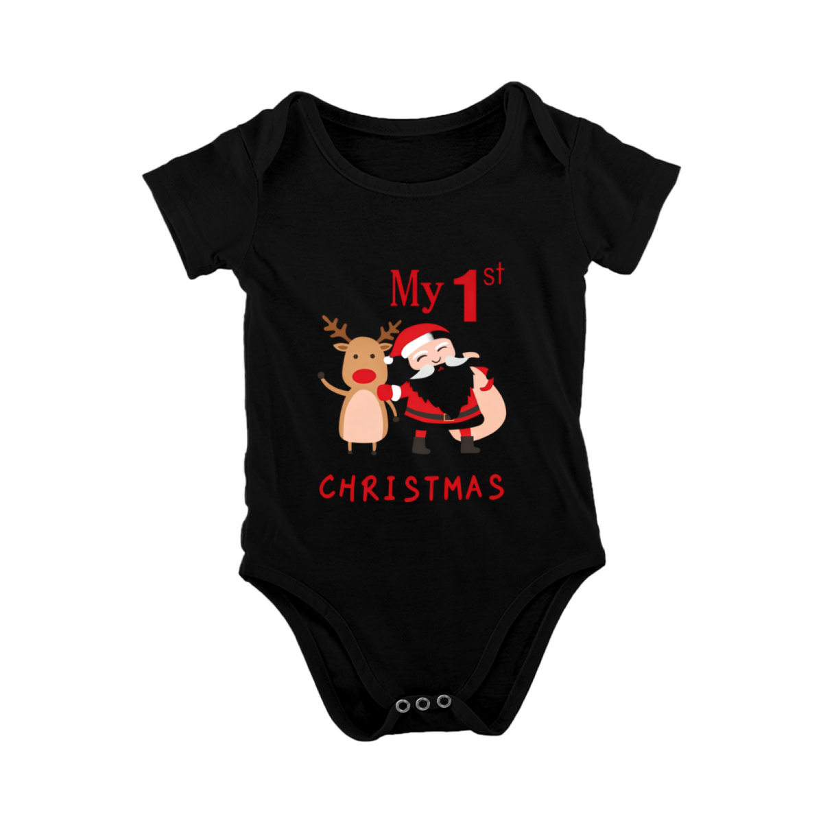 My 1st Christmas Cute Santa & Reindeer Baby Onesie | Holiday Newborn Outfit