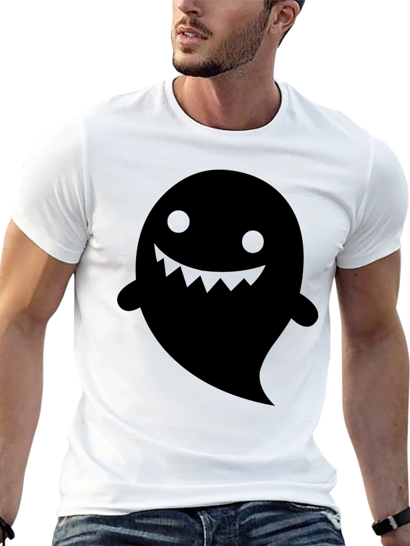 Spooky Ghost Graphic Tee - Black