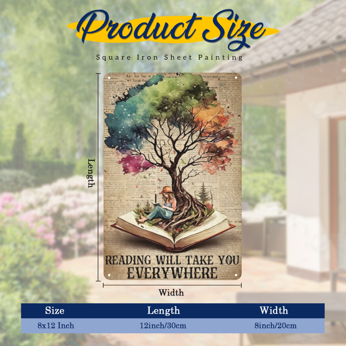 Watercolor Tree Reading Will Take You Everywhere Book Tin Sign