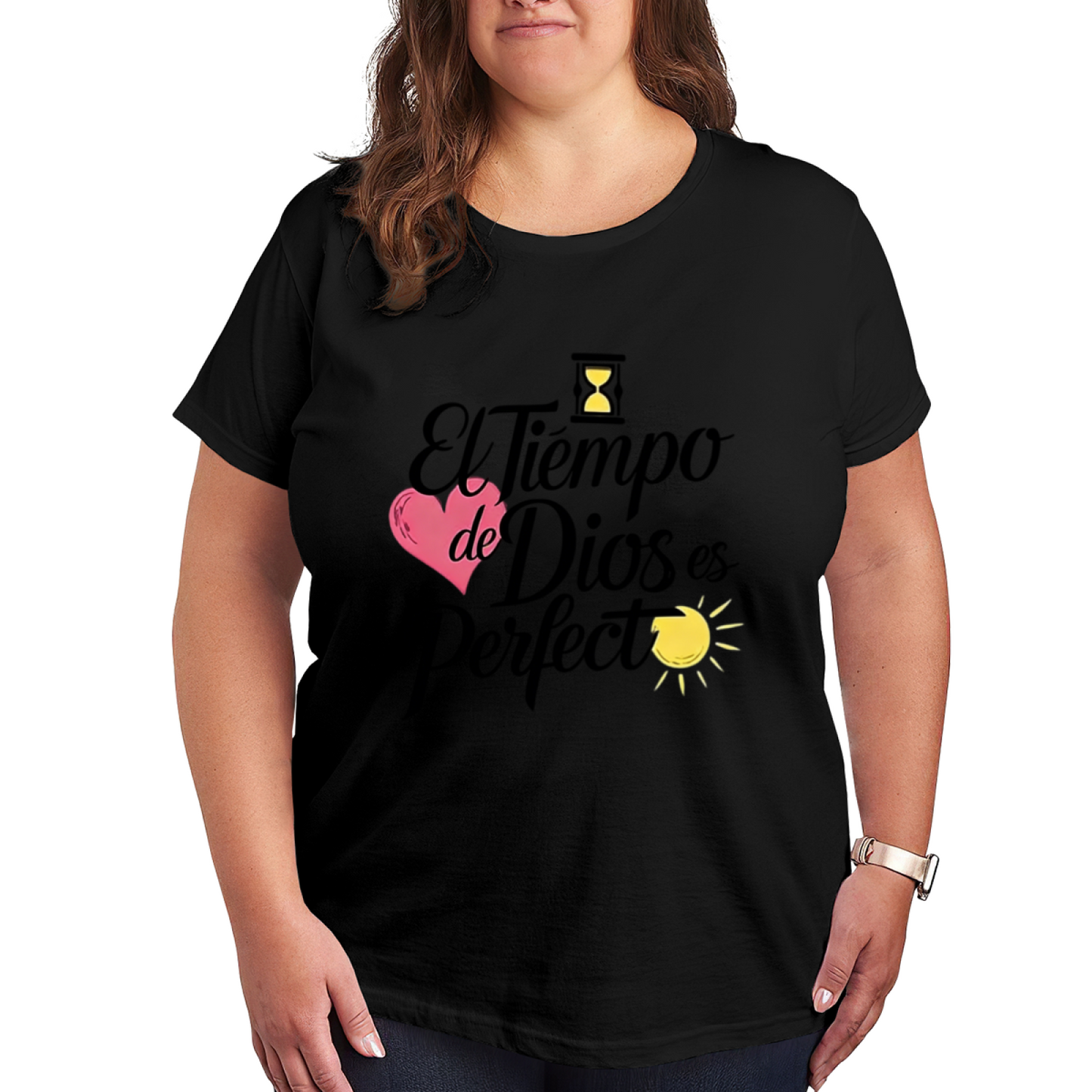 God¡¯s Timing Is Perfect Spanish Christian Quote Plus Size White T-Shirt