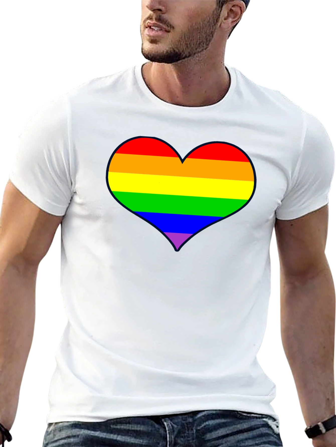 Rainbow Heart Pride T-Shirt - Black