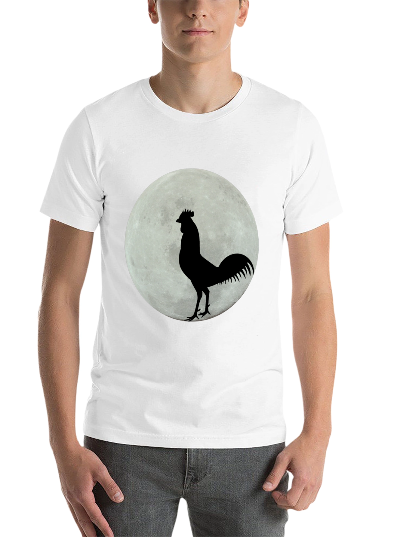 Rooster Moon Graphic T-Shirt - Black