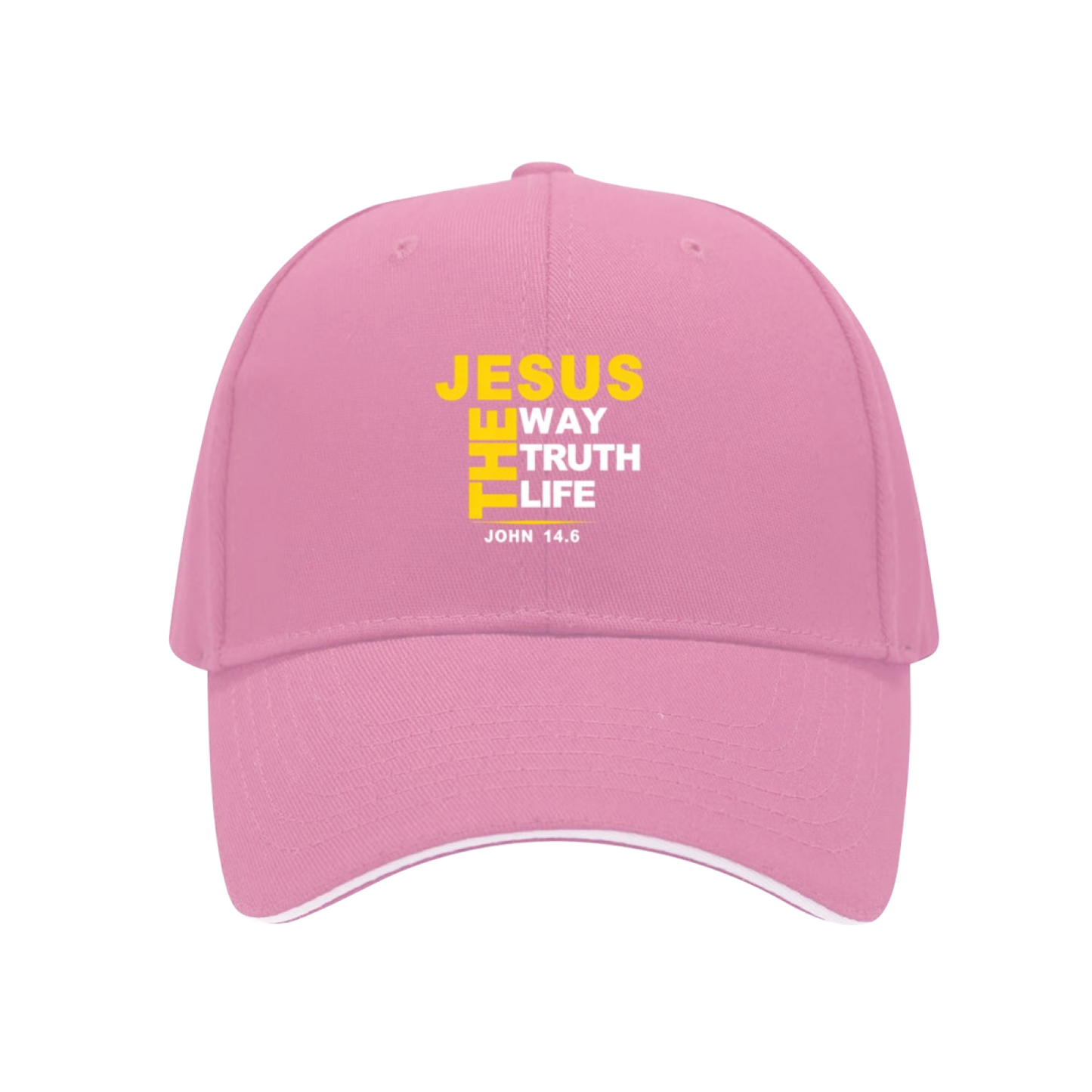 JESUS THE WAY TRUTH LIFE Black Sandwich Brim Baseball Cap Christian Faith Hat