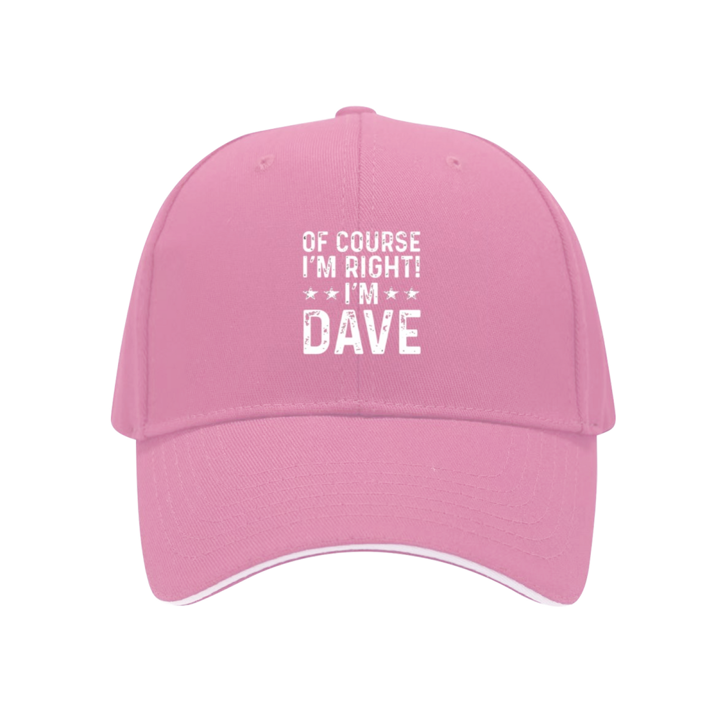 Of Course I'm Right I'm DAVE Vintage Distressed Black Sandwich Baseball Cap