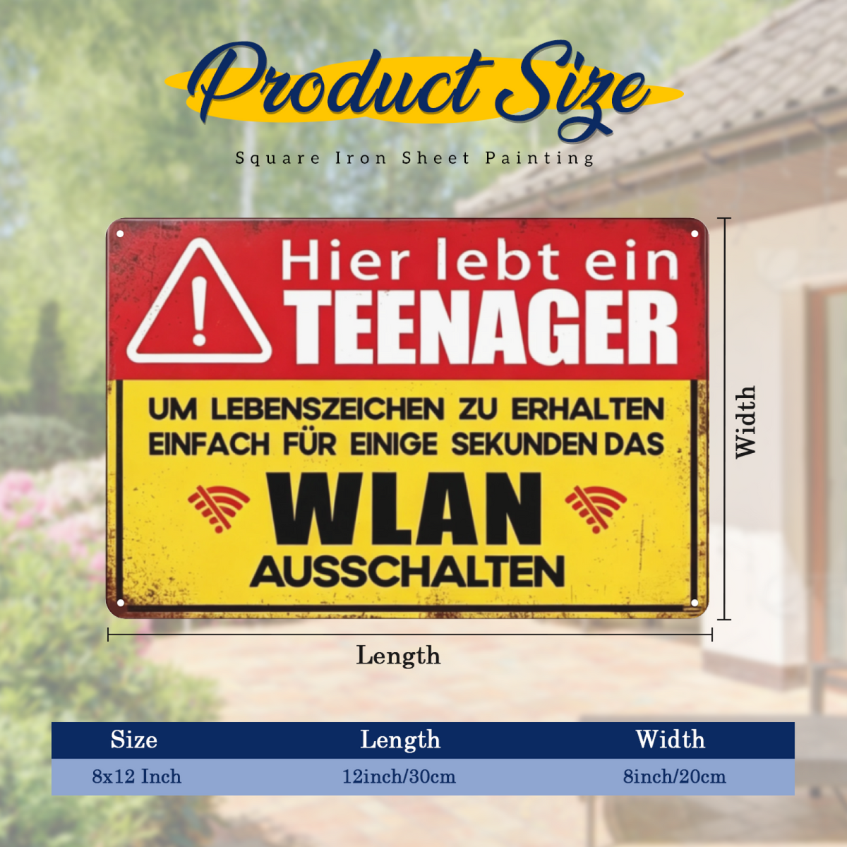 Teenager WLAN Warning Funny German Tin Sign