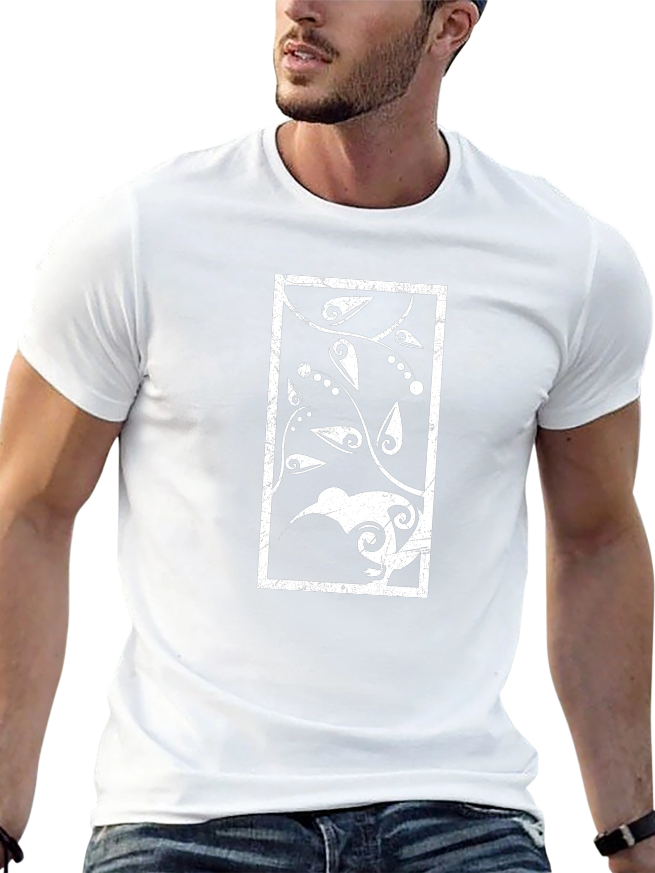 Abstract Kiwi Bird Graphic Tee - Black
