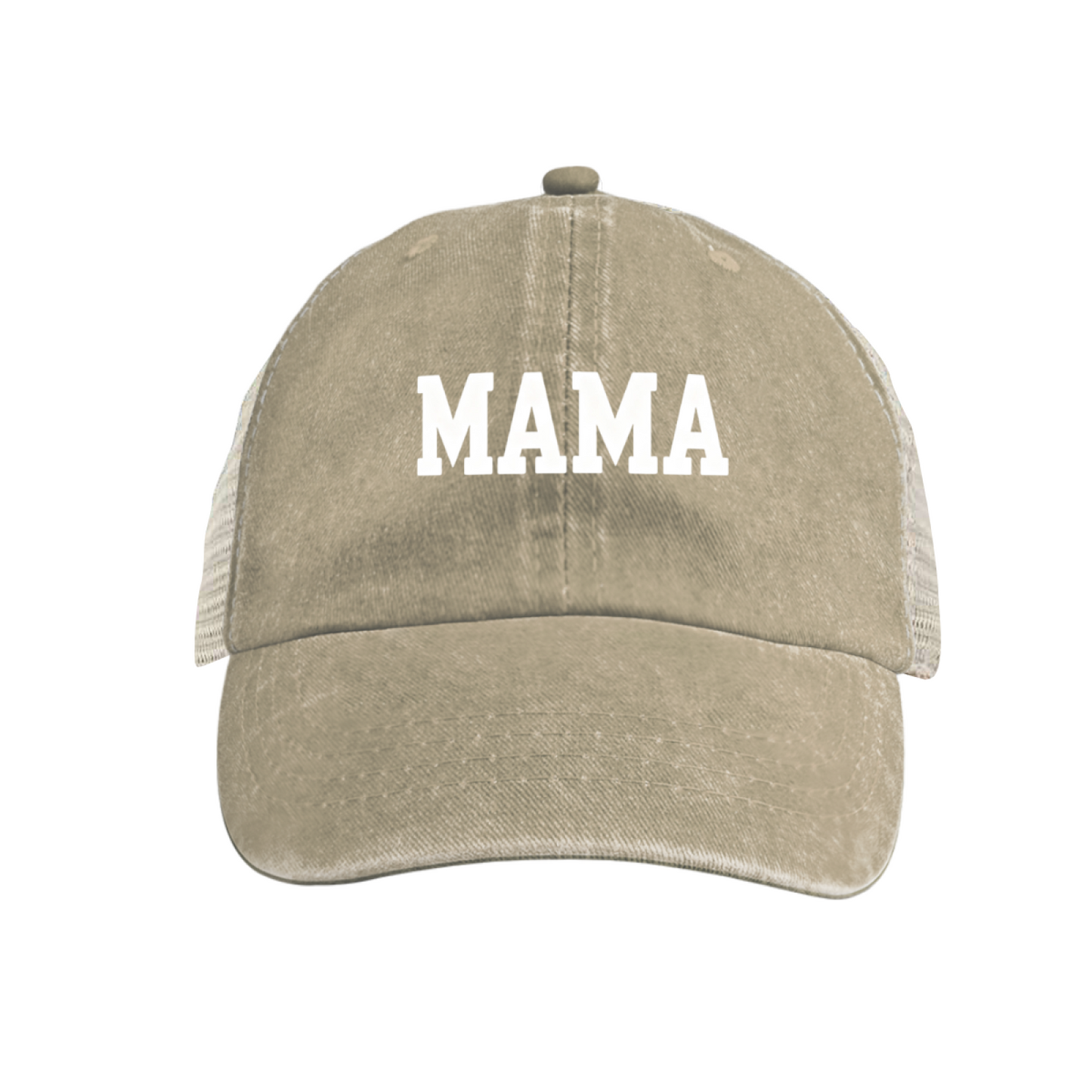Bold MAMA Letter Maroon Vintage Washed Mesh Trucker Hat Mom Daily Casual Cap