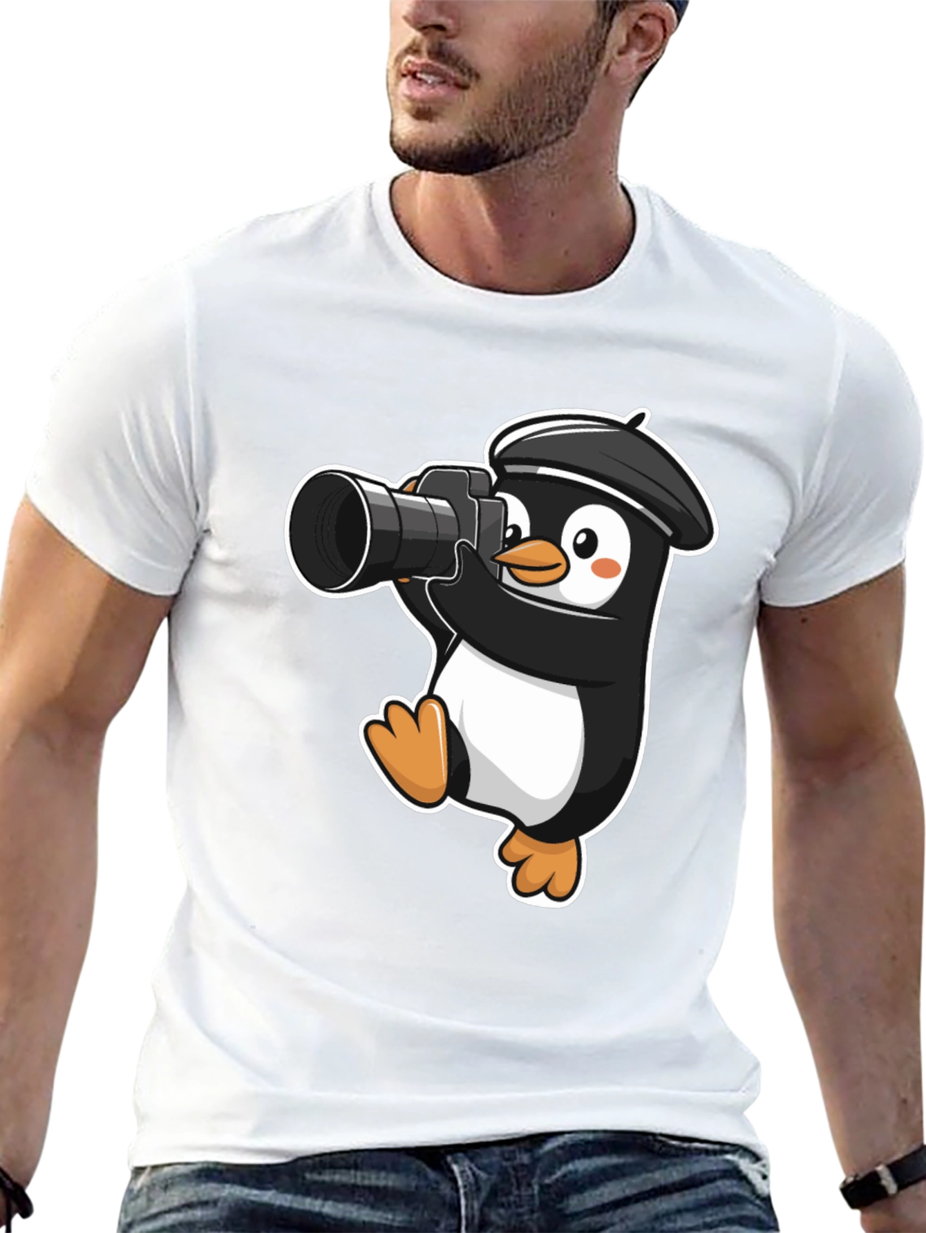 Penguin Photographer T-Shirt - Cute Cartoon Tee