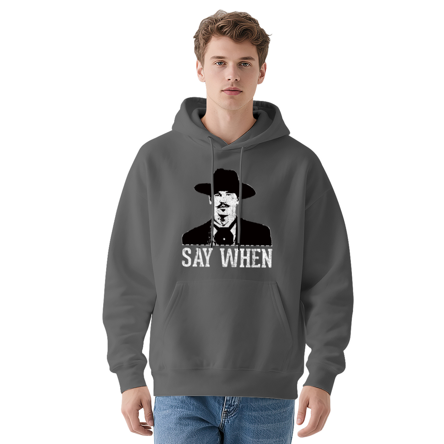 Classic Say When Doc Holliday Black Hoodie, Western Movie Fan Cozy Top