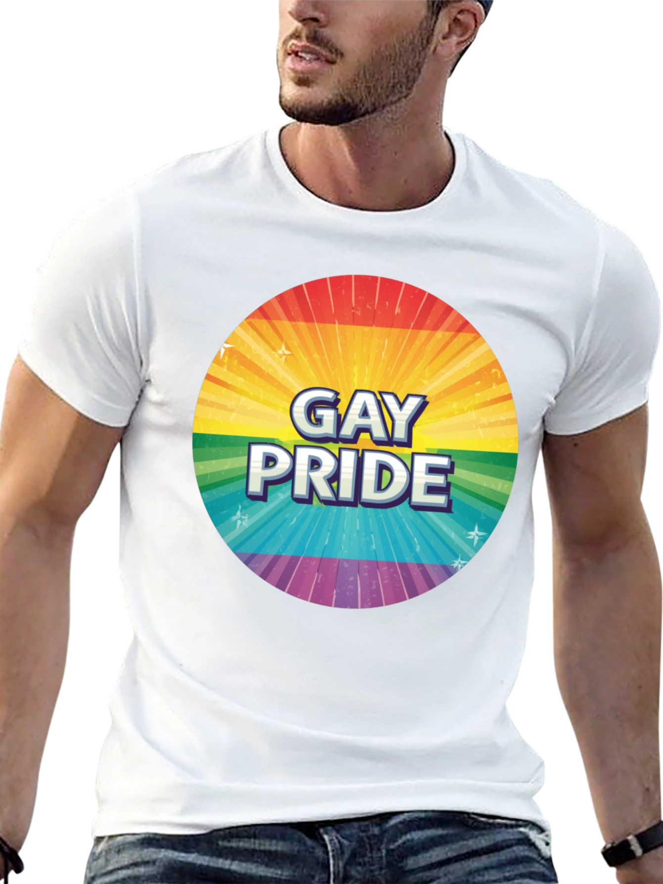 Gay Pride Rainbow Graphic Tee - Black