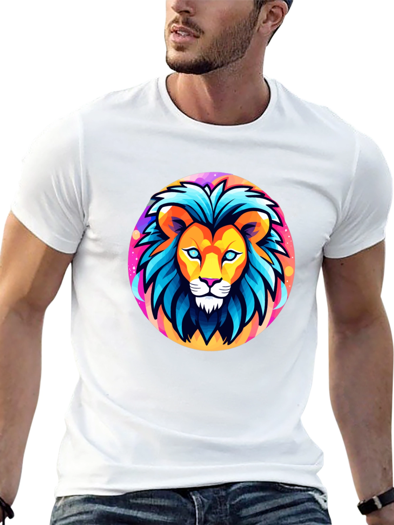 Bold Lion Graphic Tee - Black Cotton Shirt