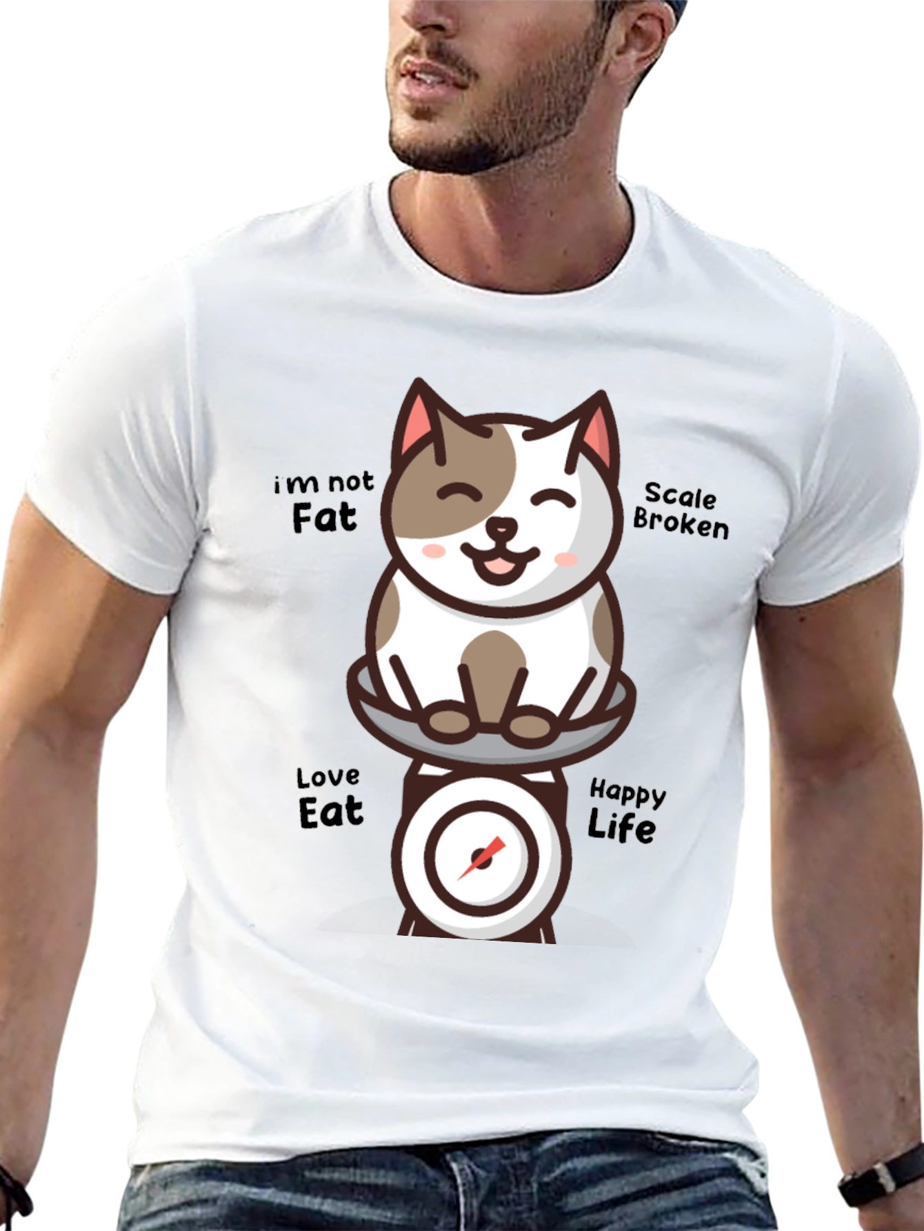 Funny Cat Scale T-Shirt - Im Not Fat