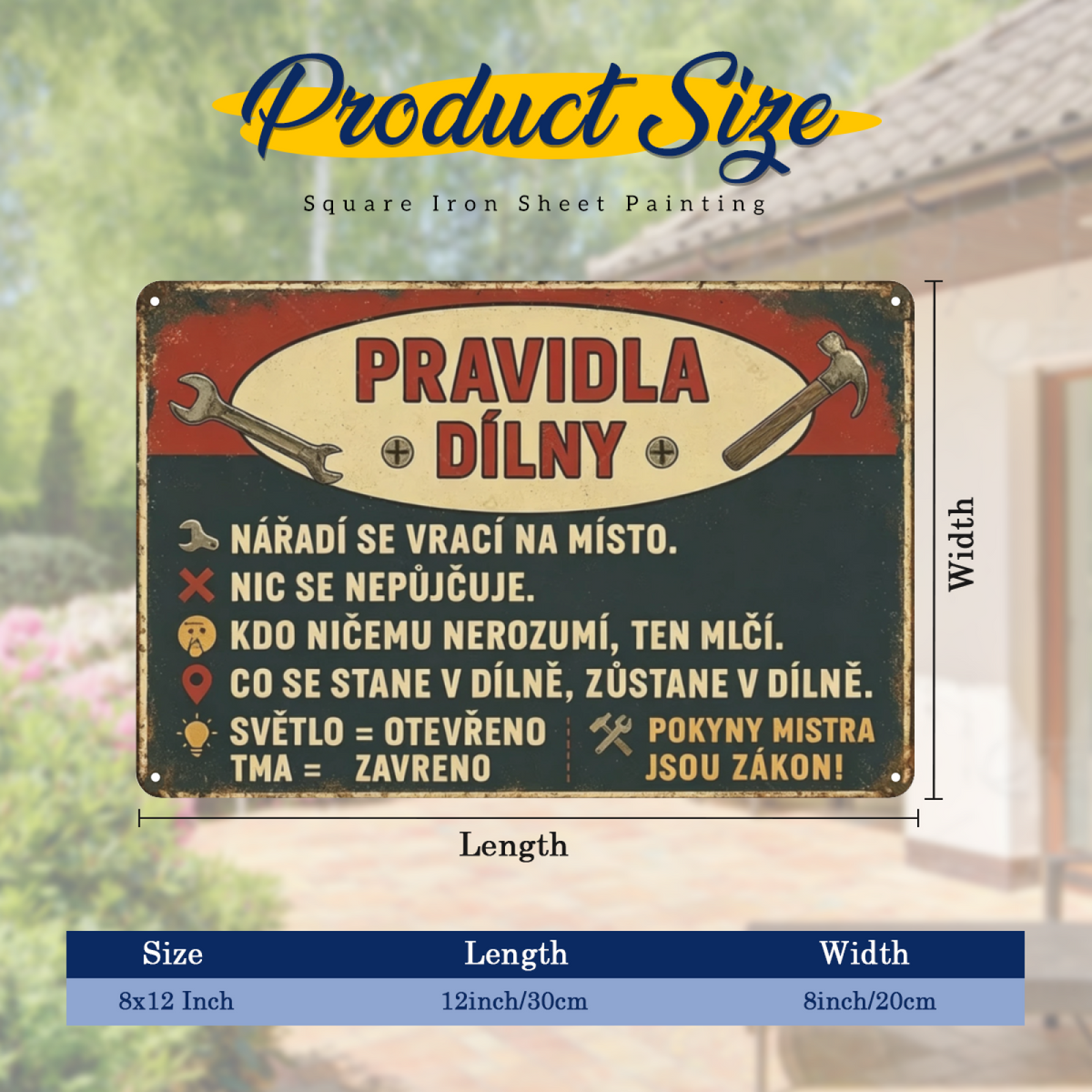 Czech Workshop Rules Retro Garage Decor Tin Sign