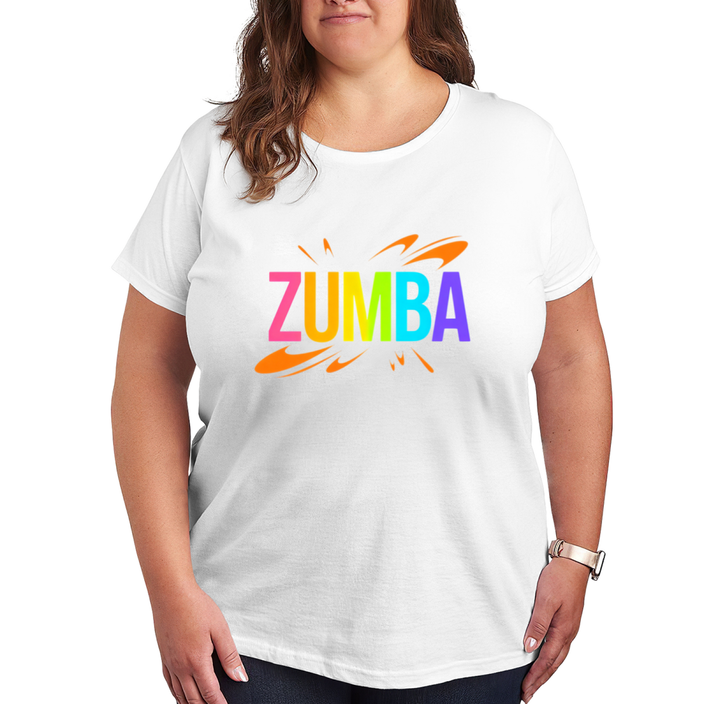 Vibrant Rainbow Zumba Dance Logo Plus Size Women's Printed T-Shirt