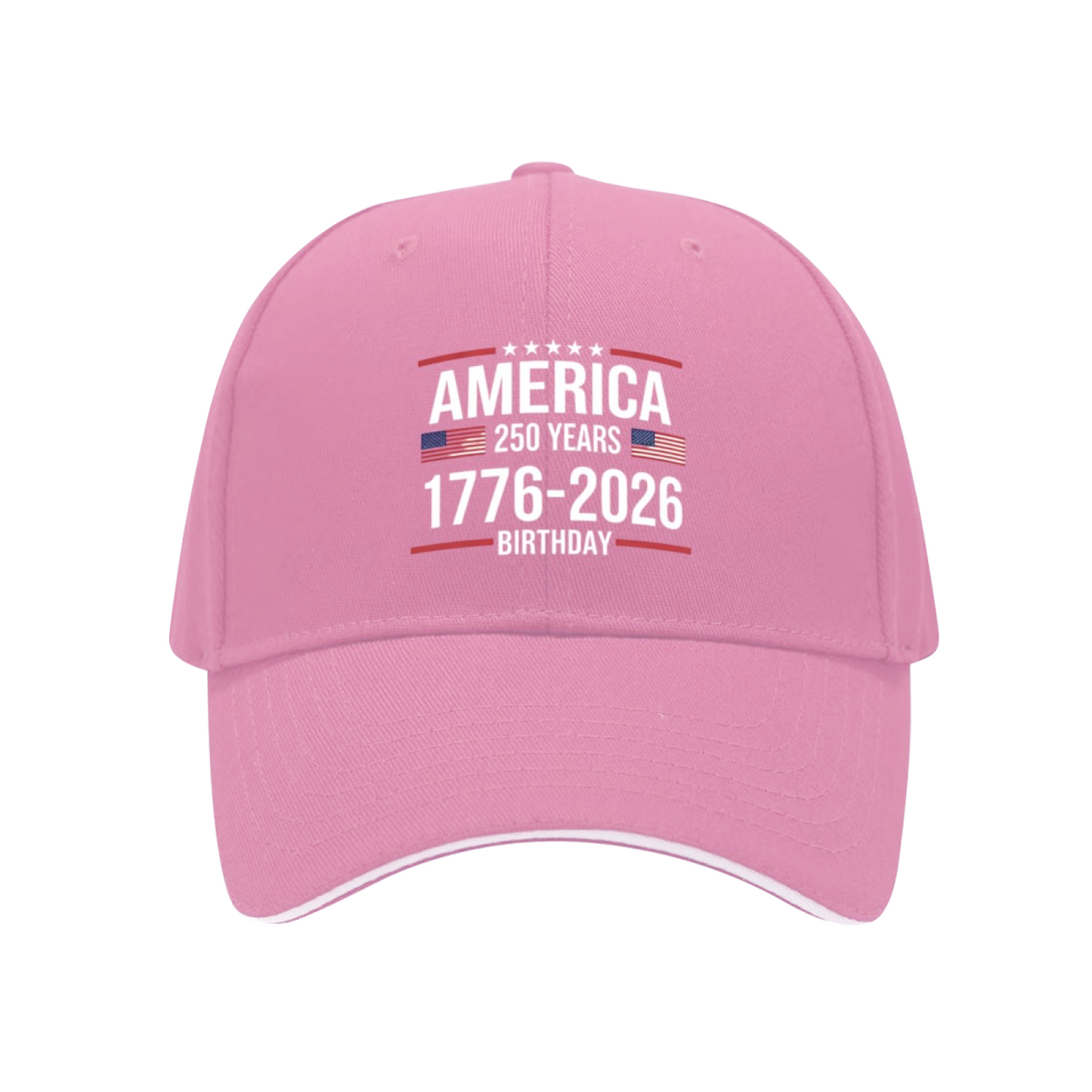 America 250 Years 1776-2026 Red Sandwich Brim Baseball Cap Patriotic Hat