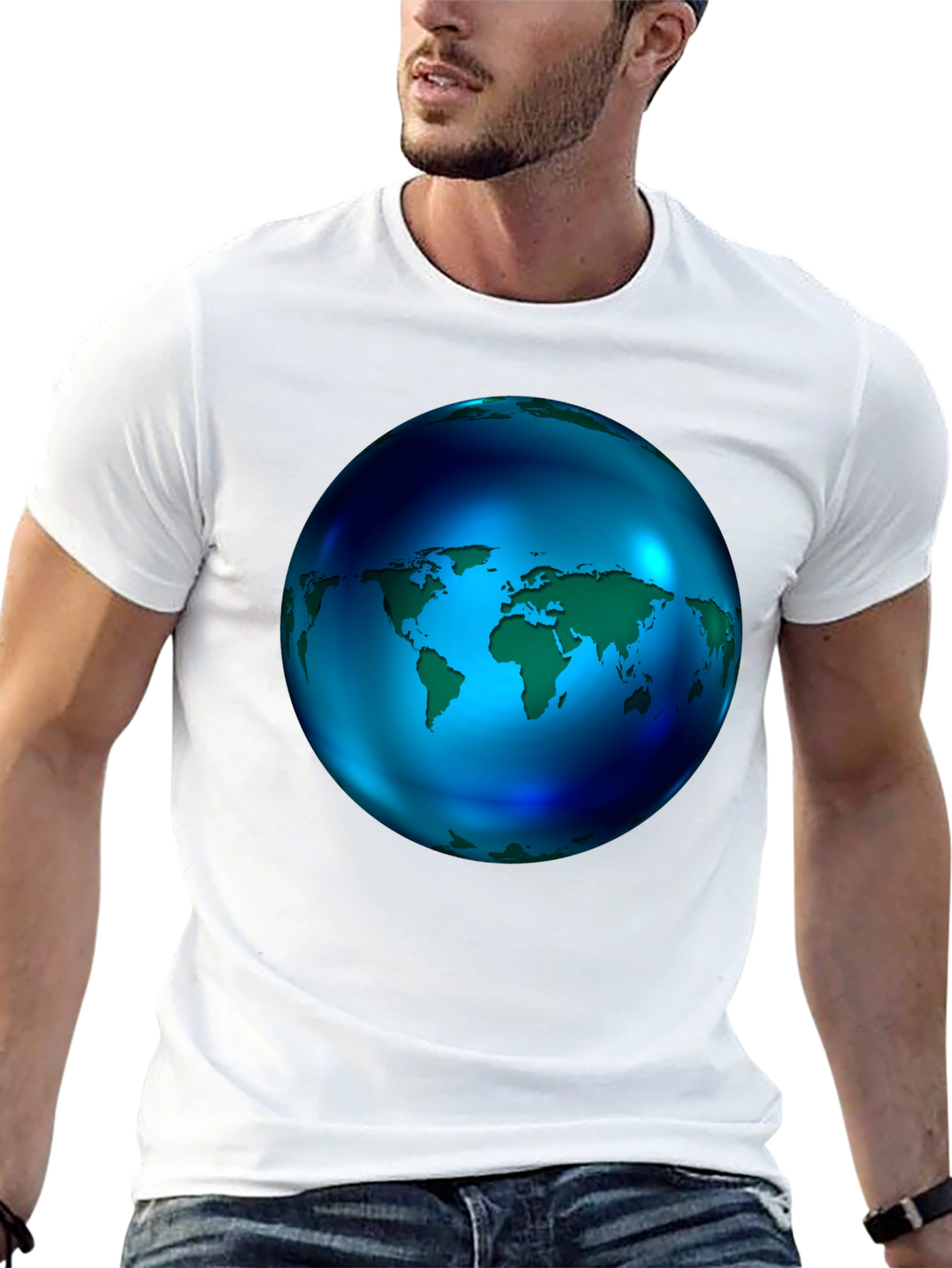 World Globe Graphic Black T-Shirt