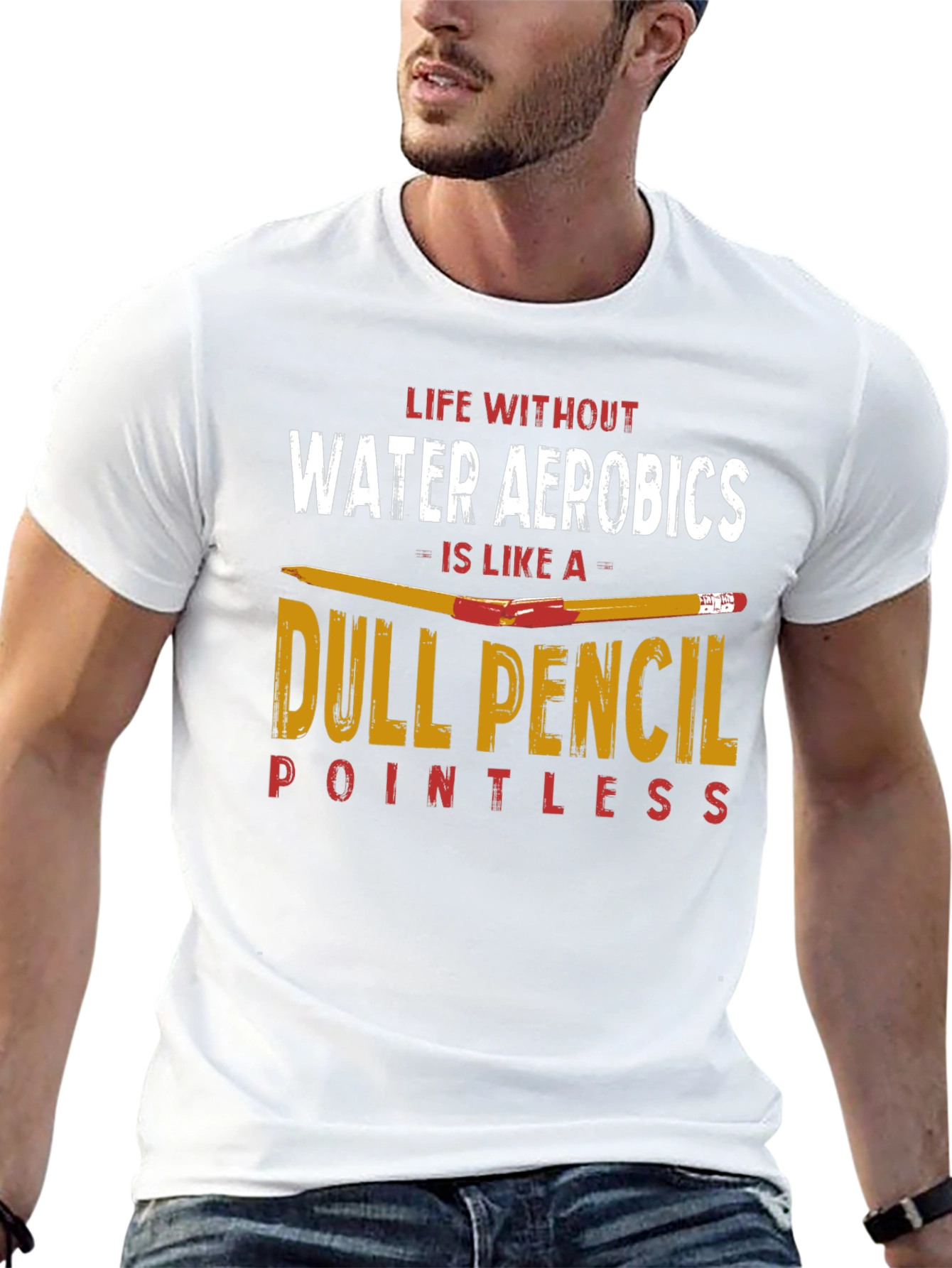 Funny Water Aerobics T-Shirt - Dull Pencil