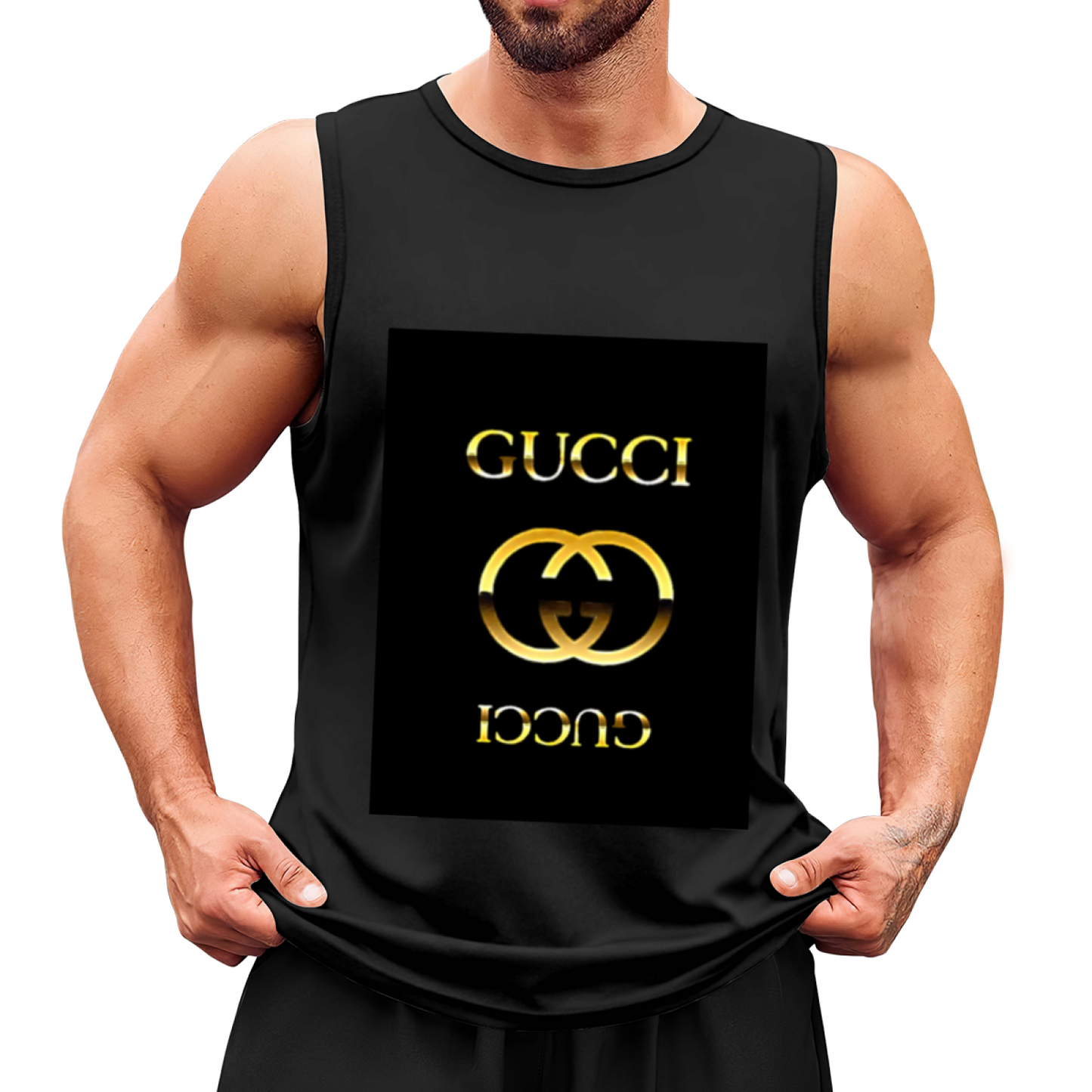 Luxury Double G Gold Logo Brand Inspired Streetwear Muscle Tank