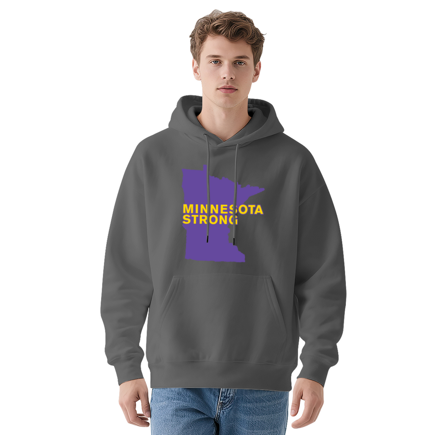Minnesota Strong Map White Hoodie, Cozy Relax Fit For All