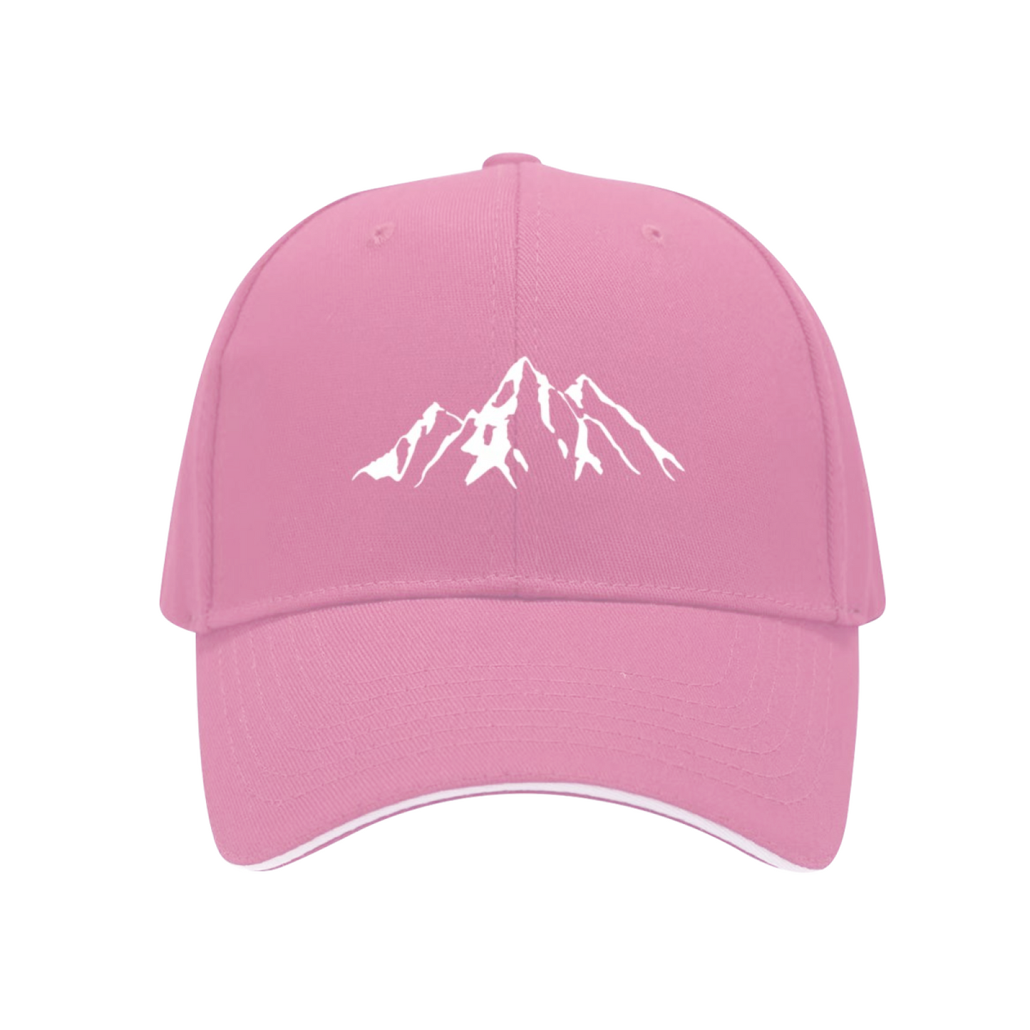 Snow Mountain Peak Graphic Red Sandwich Visor Baseball Cap, Mountain Hiking Outdoor Hat