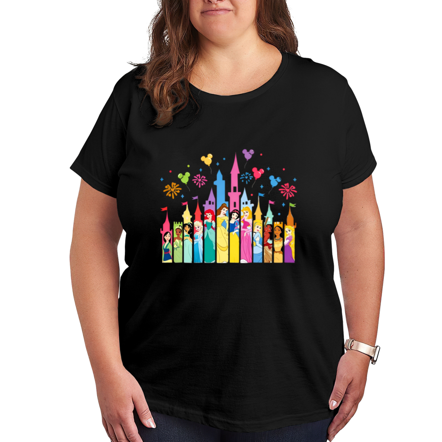 Magical Disney Princess Castle Fireworks Plus Size Women T-Shirt