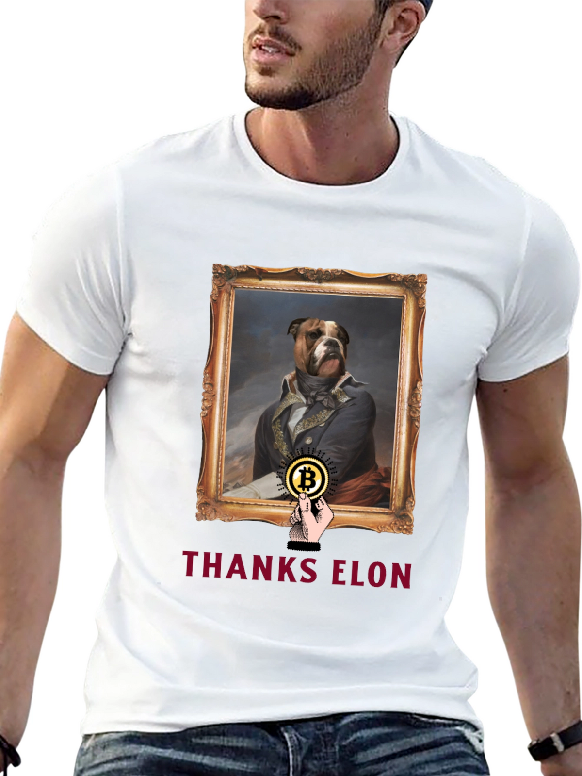 Dog Painting Bitcoin T-Shirt - Thanks Elon Tee