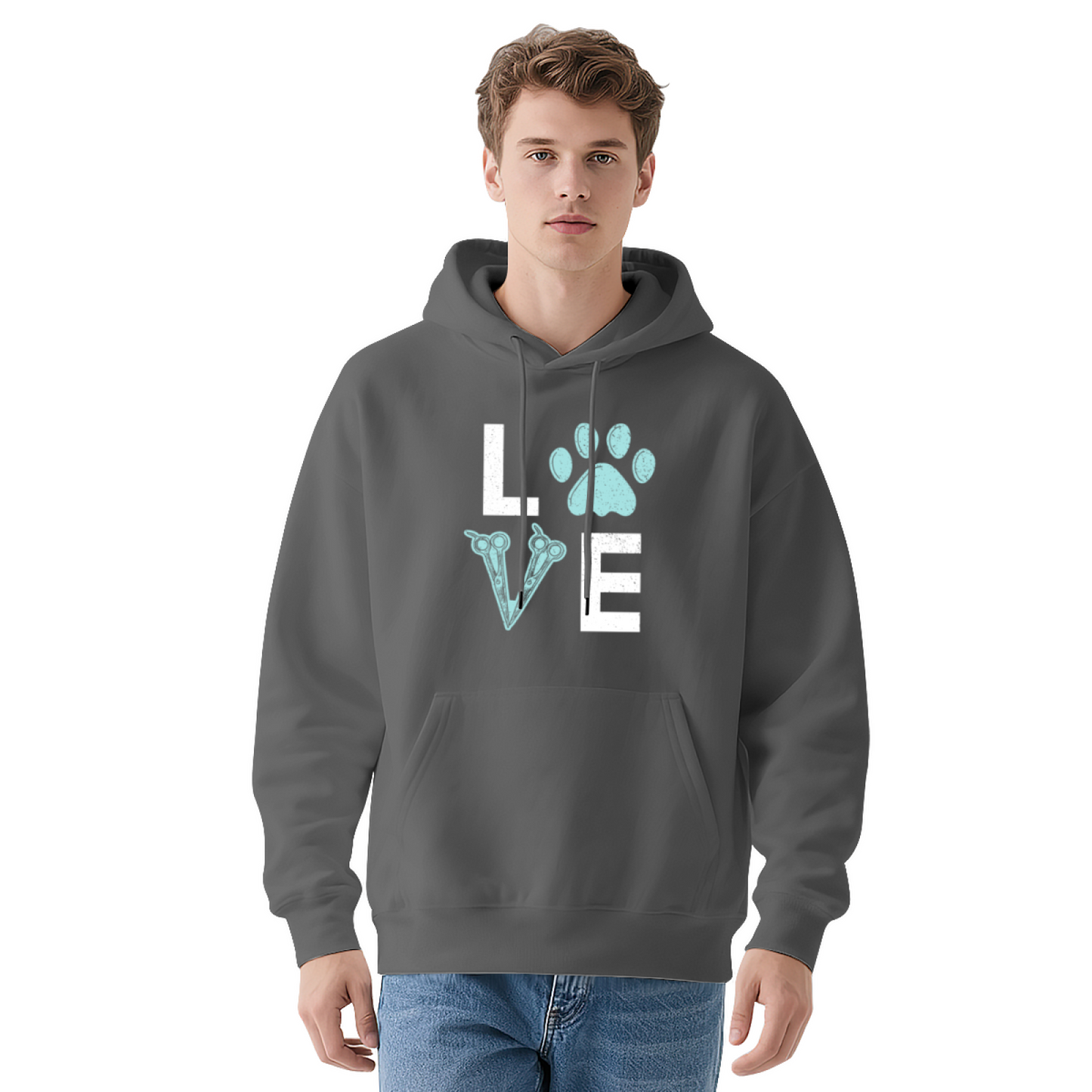Love Dog Groomer Paw Print Unisex Hoodie, Fluffy Comfort Pet Lover Top