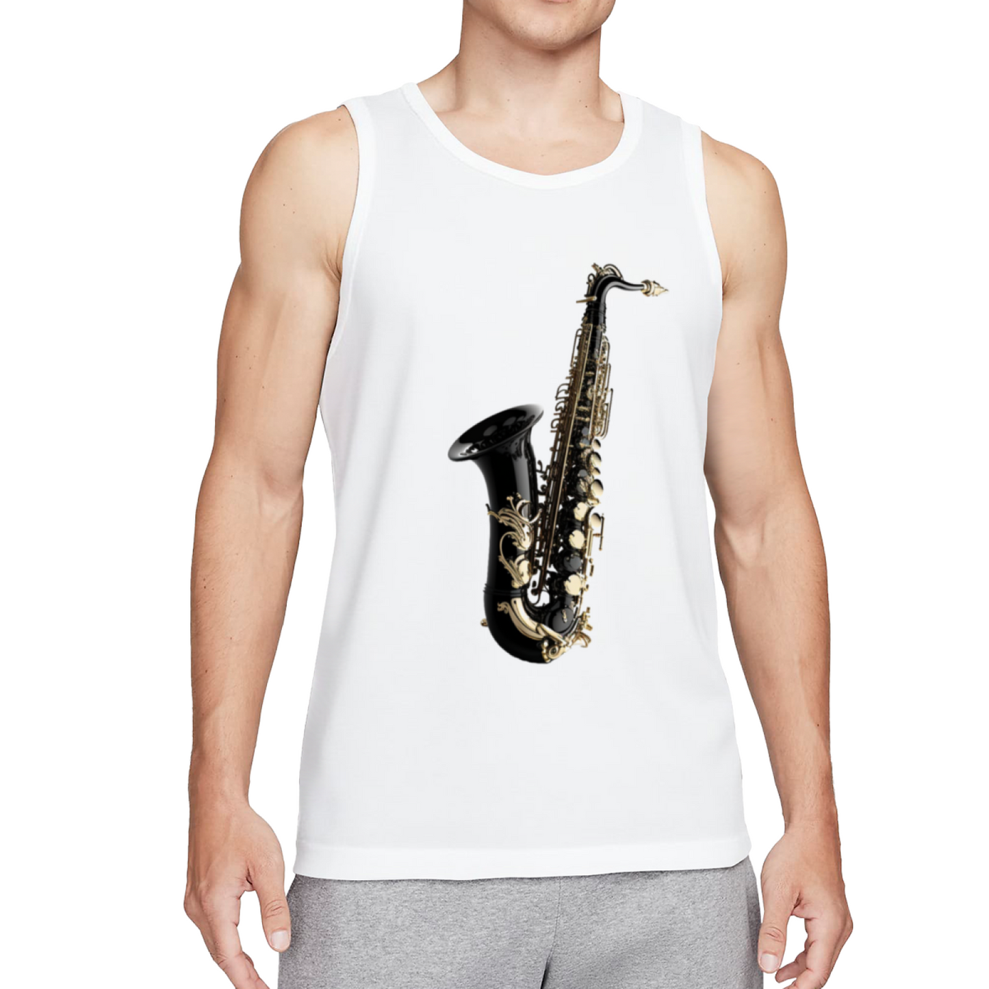 Realistic Black Gold Saxophone Music Lover Men¡¯s Tank Top