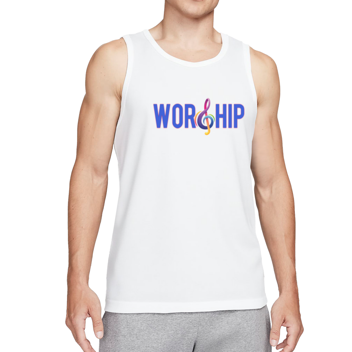 Colorful Treble Clef Worship Music Faith Tank Tee