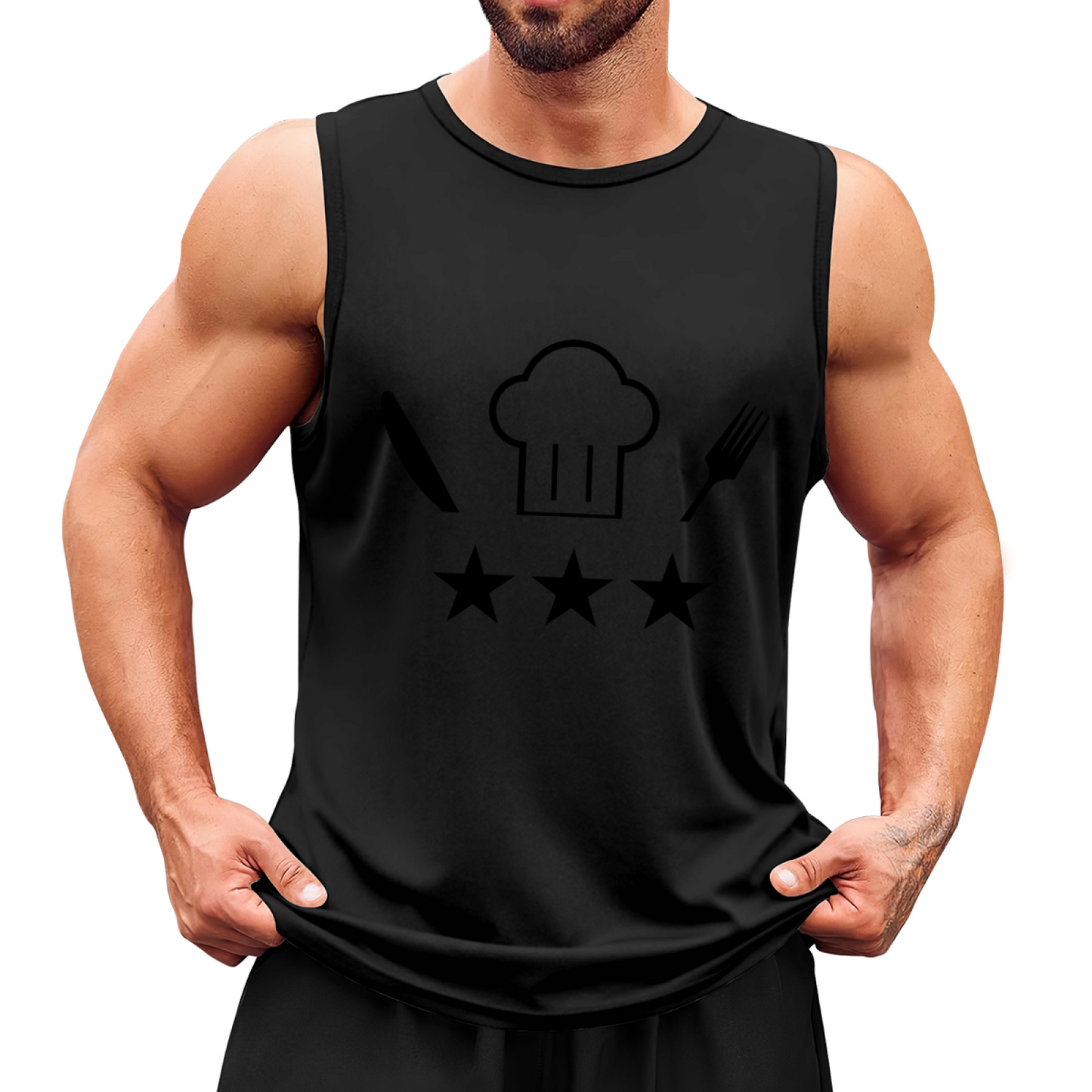 Chef Hat Knife Fork 3 Stars Cooking Lover Sleeveless Tee