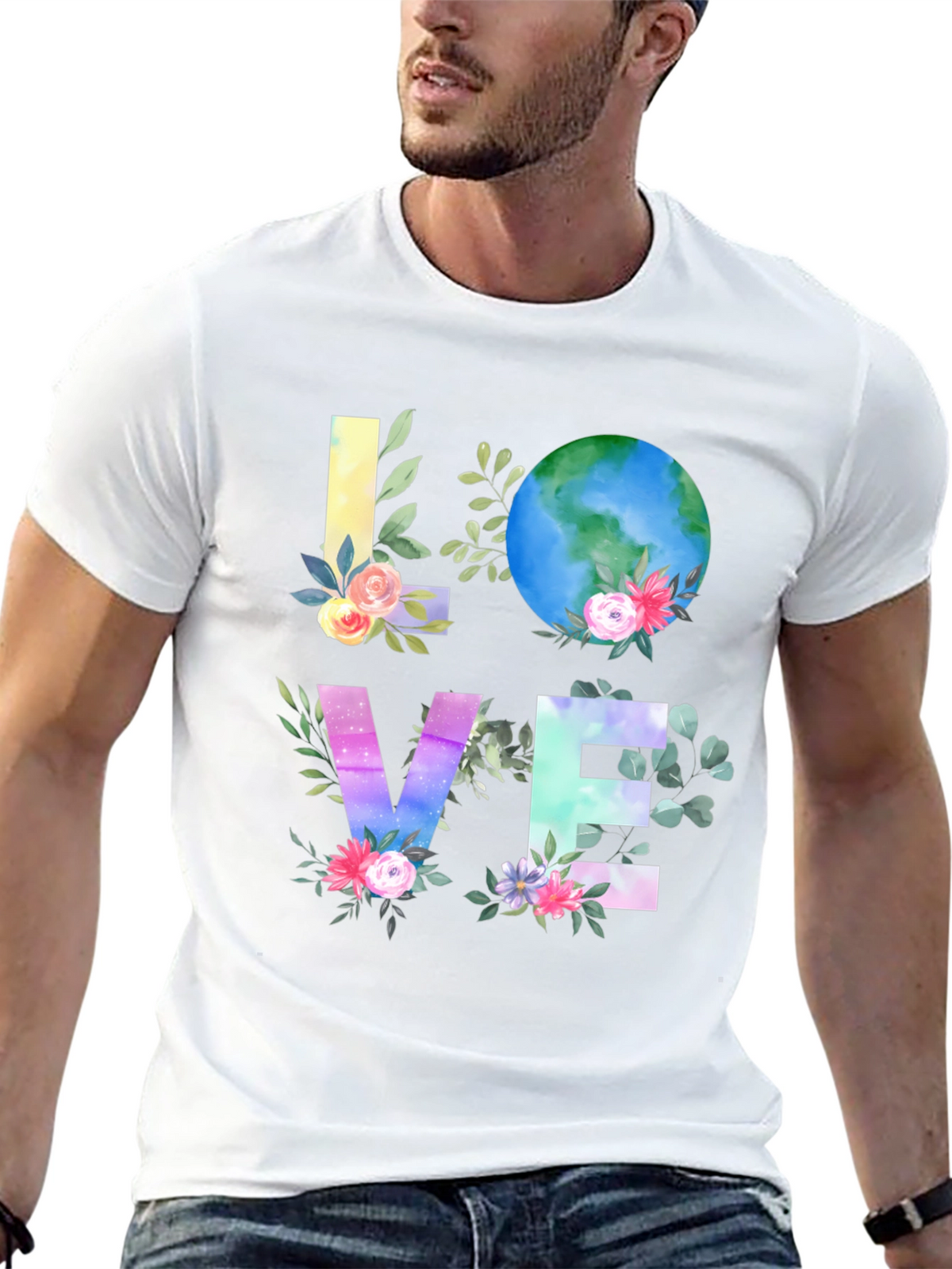 Love Earth Graphic T-Shirt - Floral Planet Tee