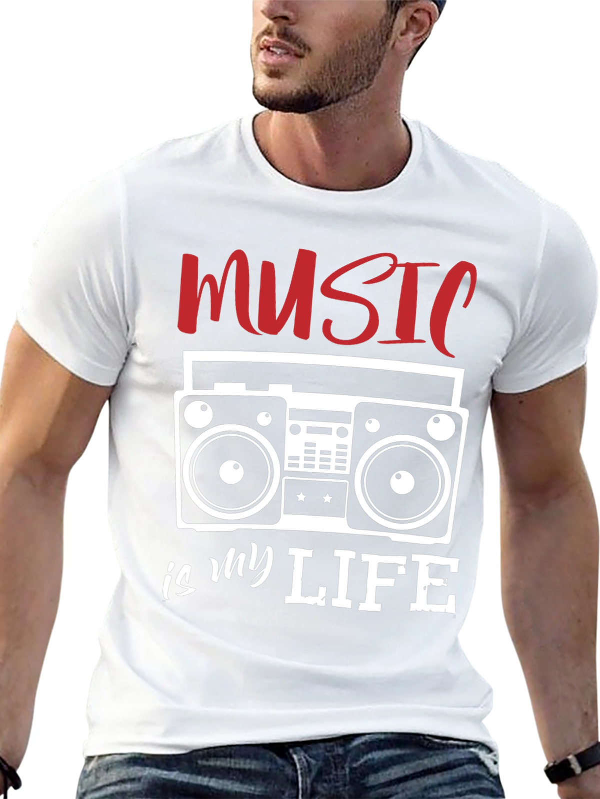 Music is My Life T-Shirt - Retro Boombox Design