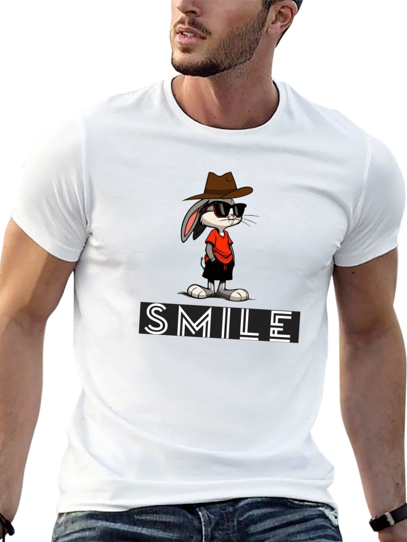 Bugs Bunny SMILE Graphic Tee - Cool Cartoon Style