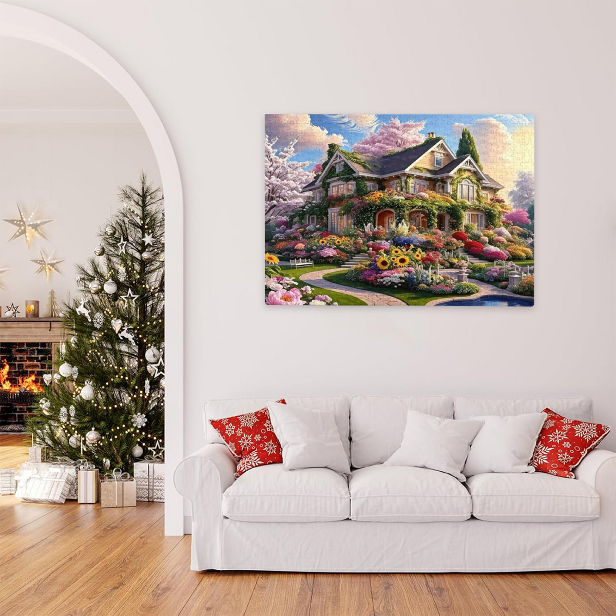 Lush Blooming Secret Garden Luxury Villa Jigsaw Puzzle