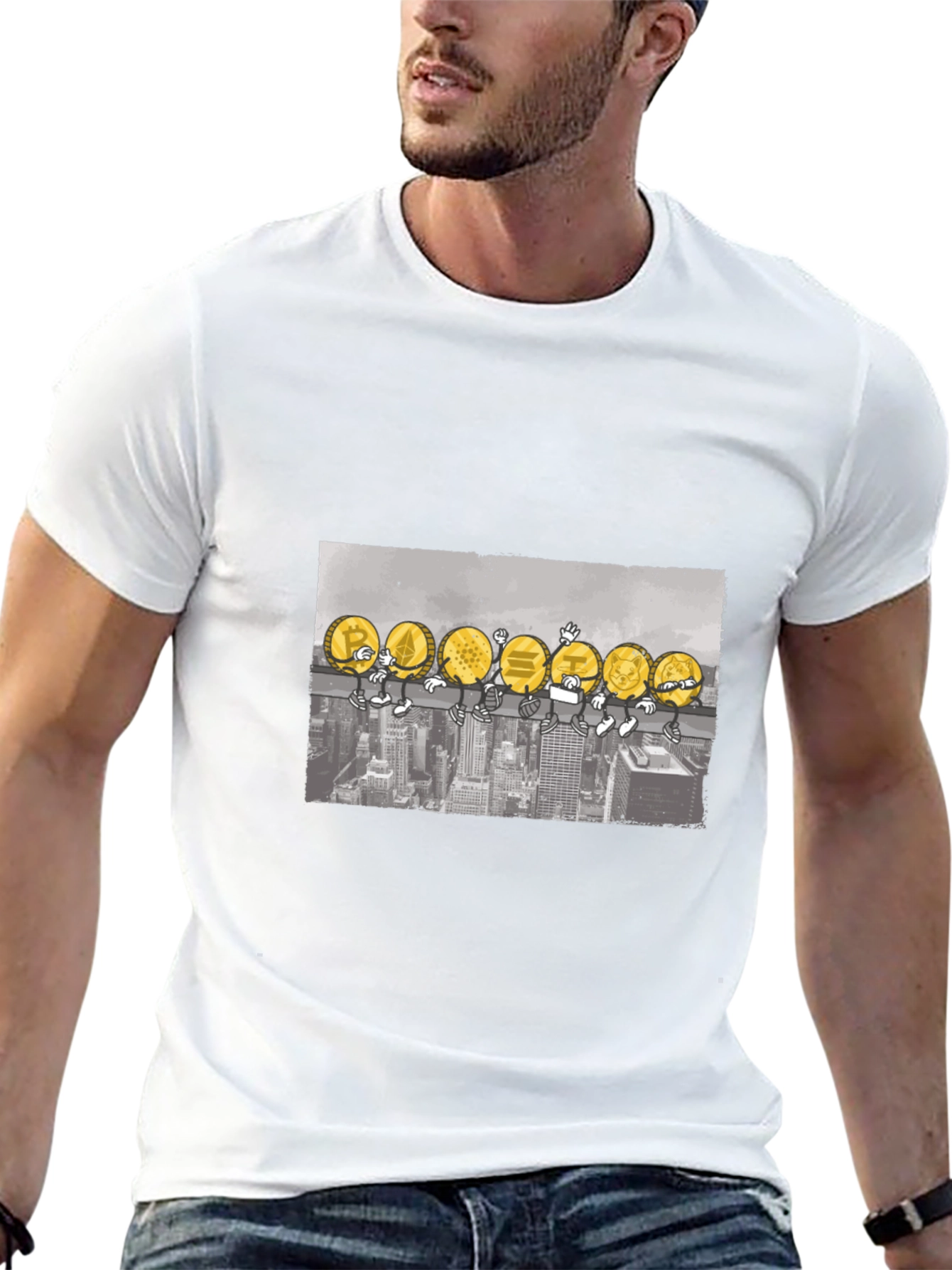 Crypto Coin Skyline T-Shirt - Black