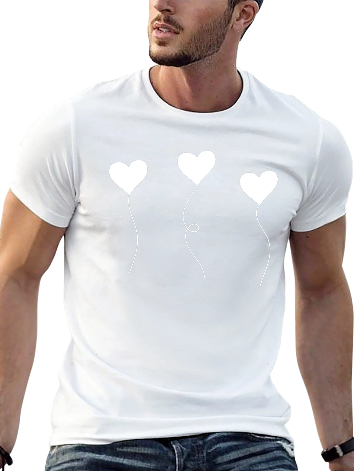 Heart Balloons Graphic Black T-Shirt