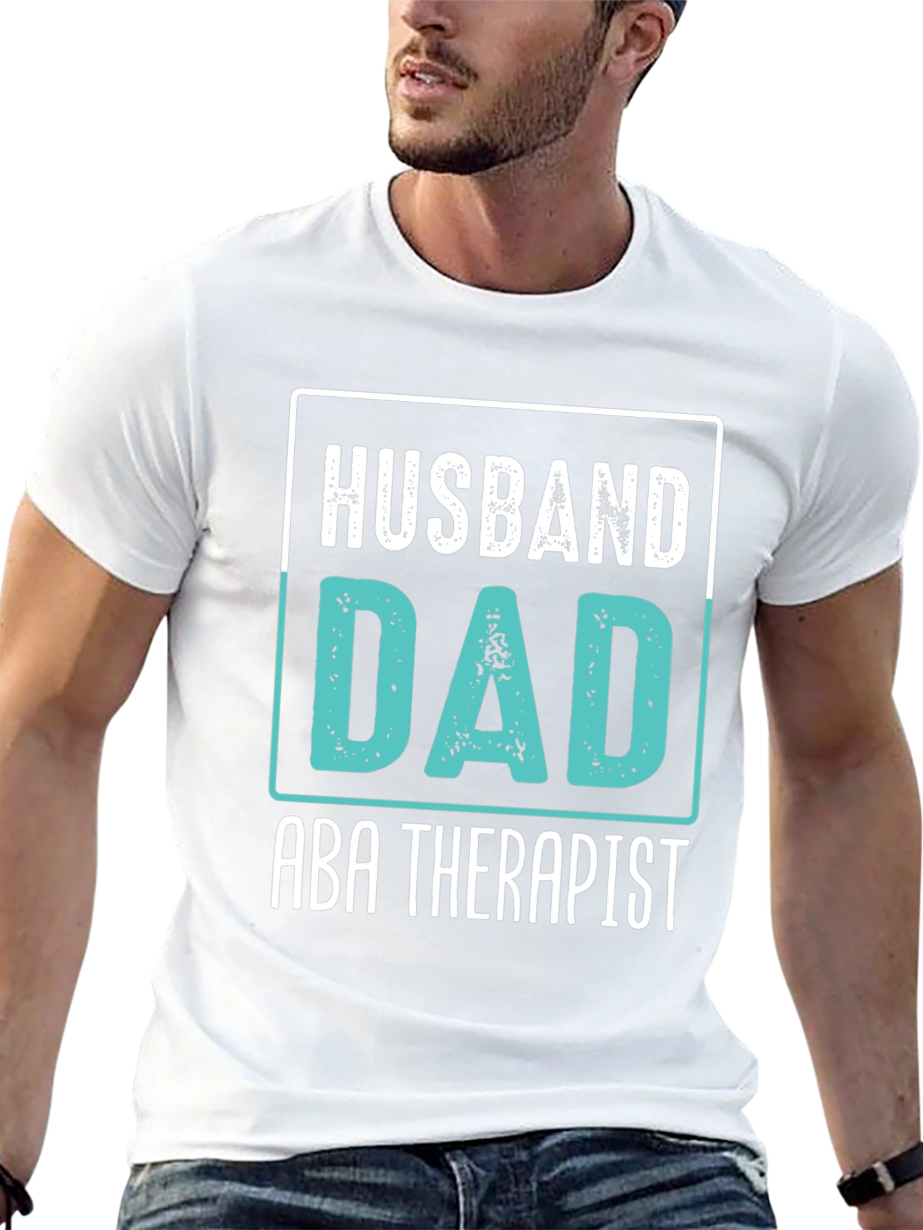 Husband Dad ABA Therapist Black Graphic T-Shirt
