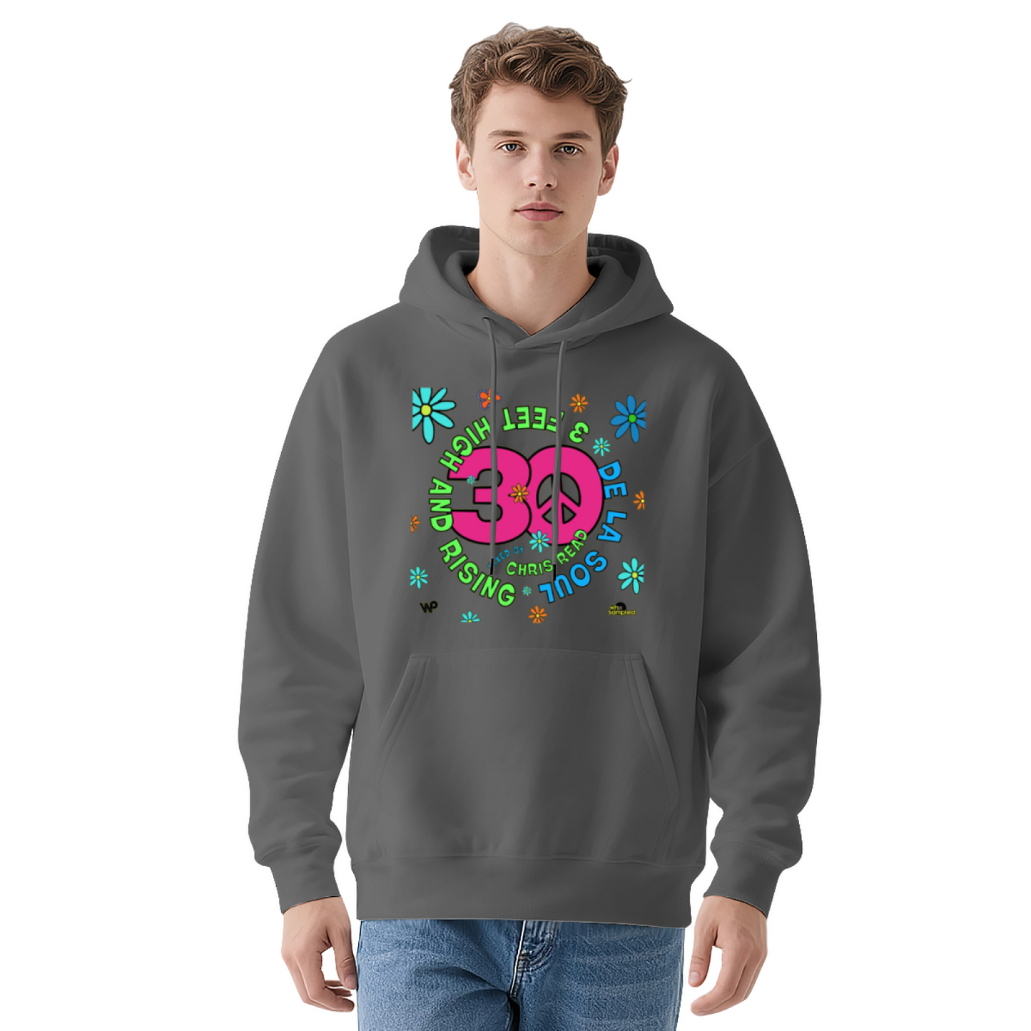 Hippie Floral 30 Peace Sign Hoodie, Vibrant Cozy Style