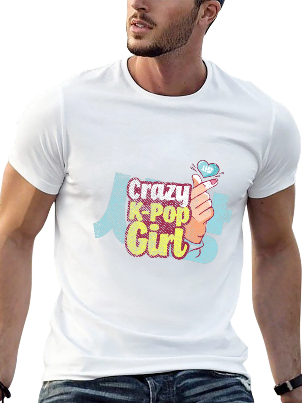 Crazy K-Pop Girl Graphic Tee Shirt
