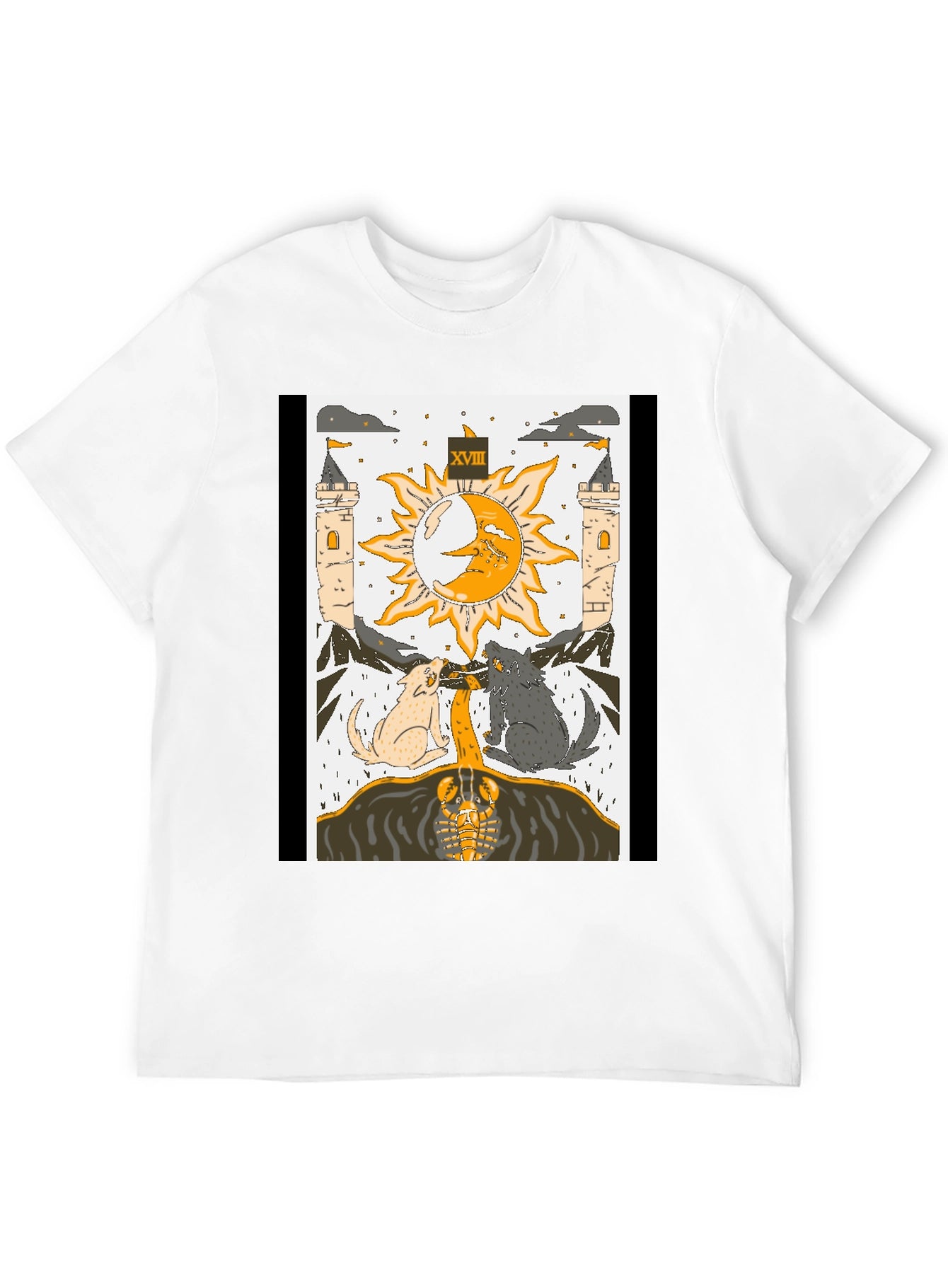 Moon Tarot Card T-Shirt - Lunar Wolves Design