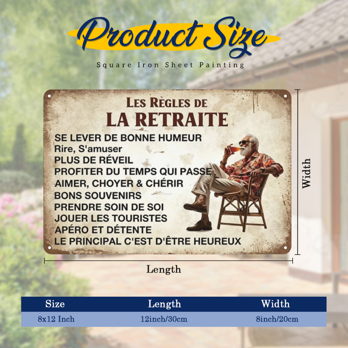 French Retirement Lifestyle Vintage Wall Sign