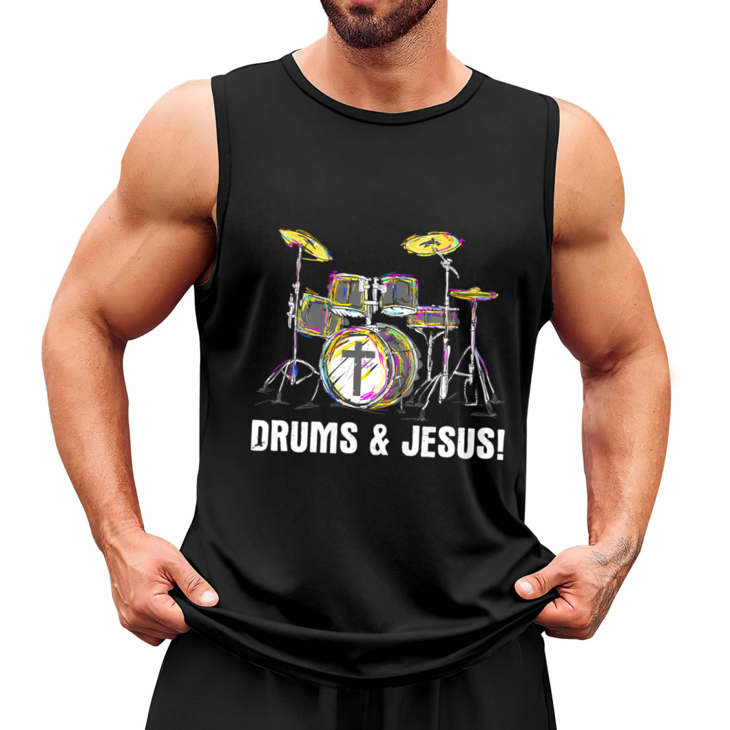 Colorful Drums & Jesus Christian Music Lover Tank