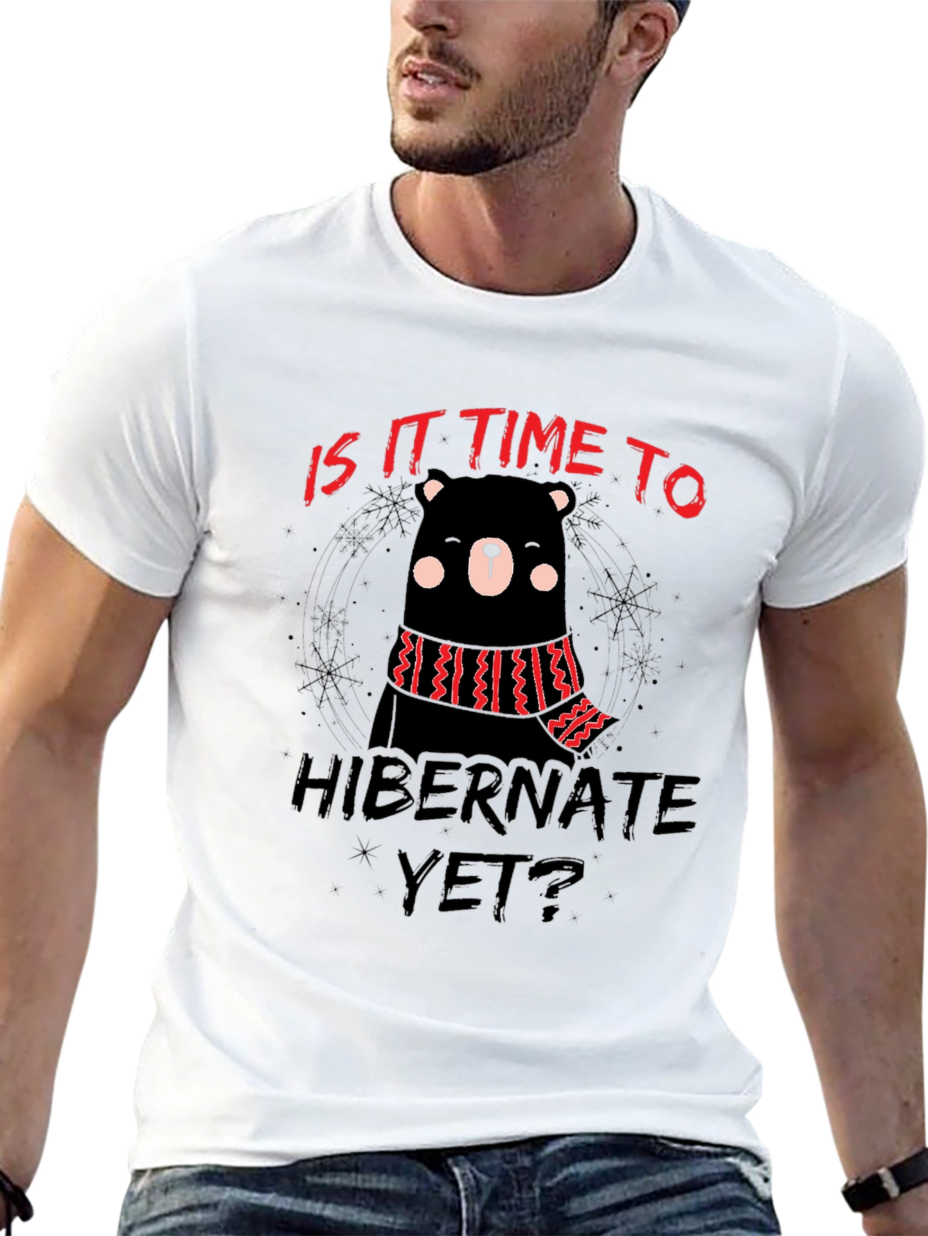Hibernate Yet? Bear Graphic Black T-Shirt